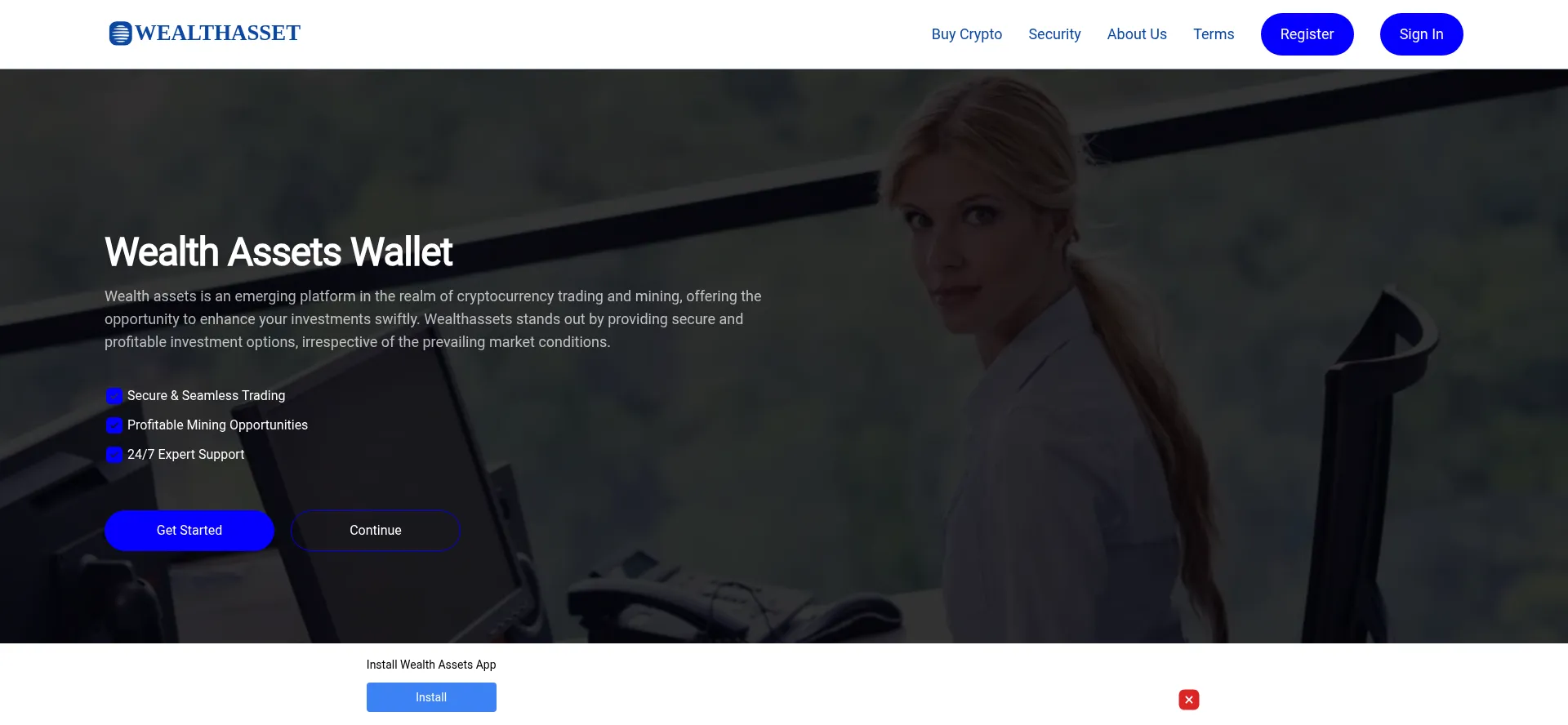 Website screenshot of Wealthassets.app