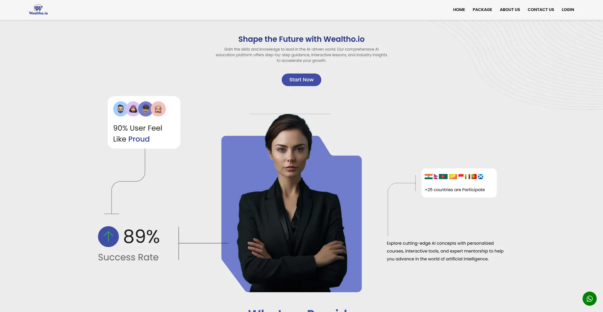 Website screenshot of Wealtho.io