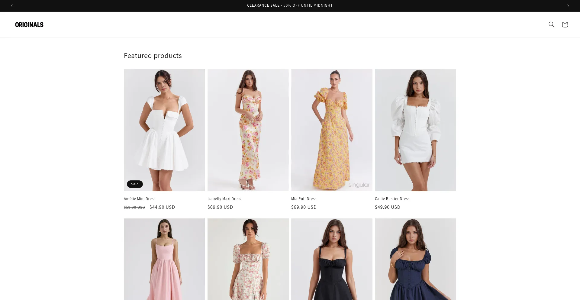 Website screenshot of Wear-originals.com
