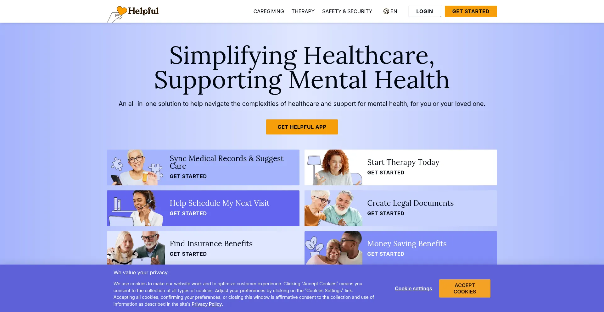 Website screenshot of Wearehelpful.com