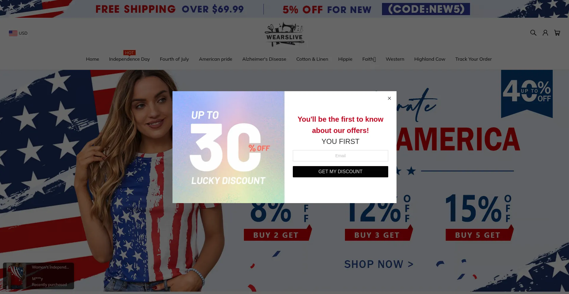 Website screenshot of Wearslive.com