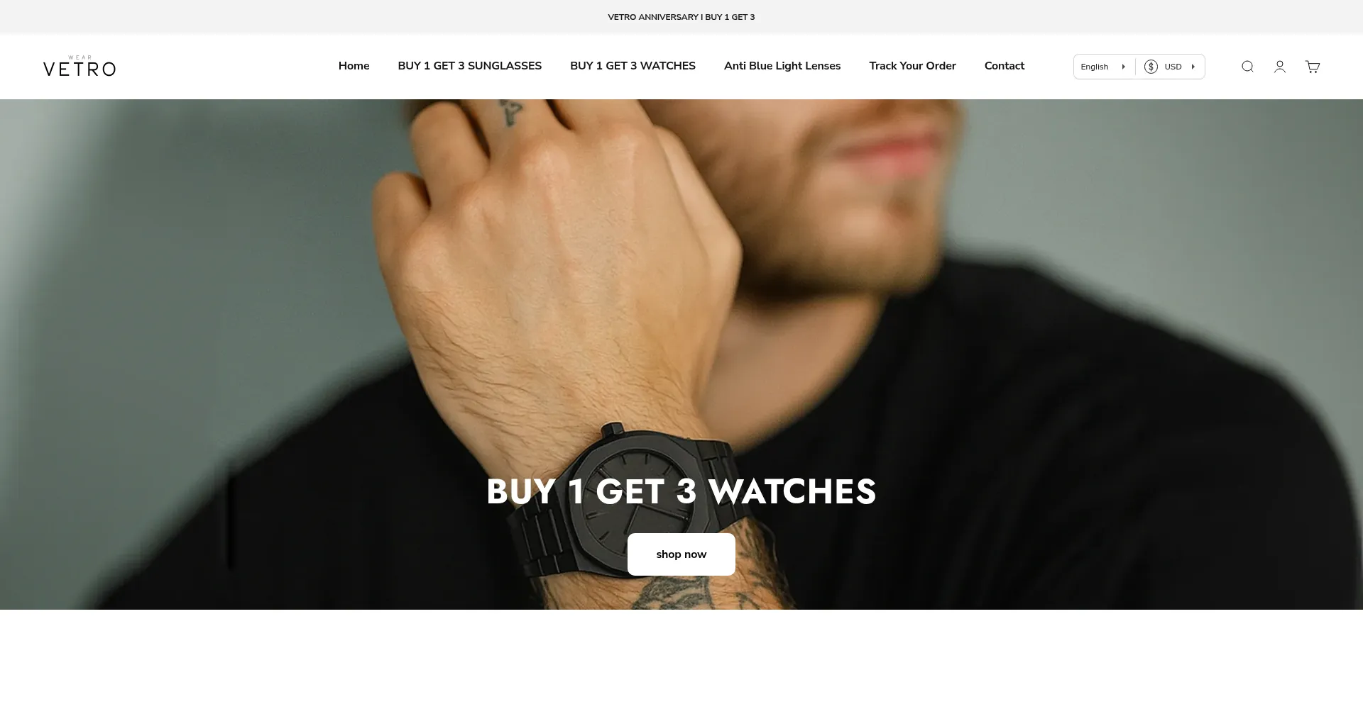 Website screenshot of Wearvetro.com