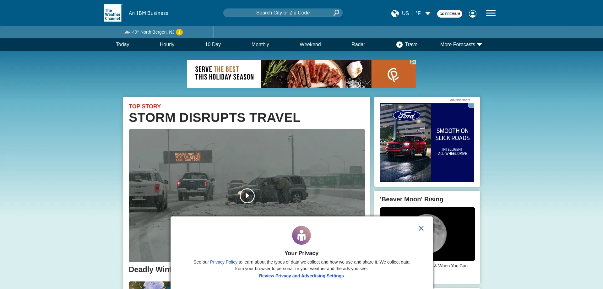 Website screenshot of Weather.com