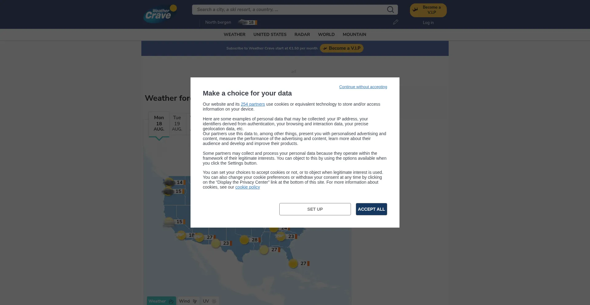 Website screenshot of Weathercrave.com