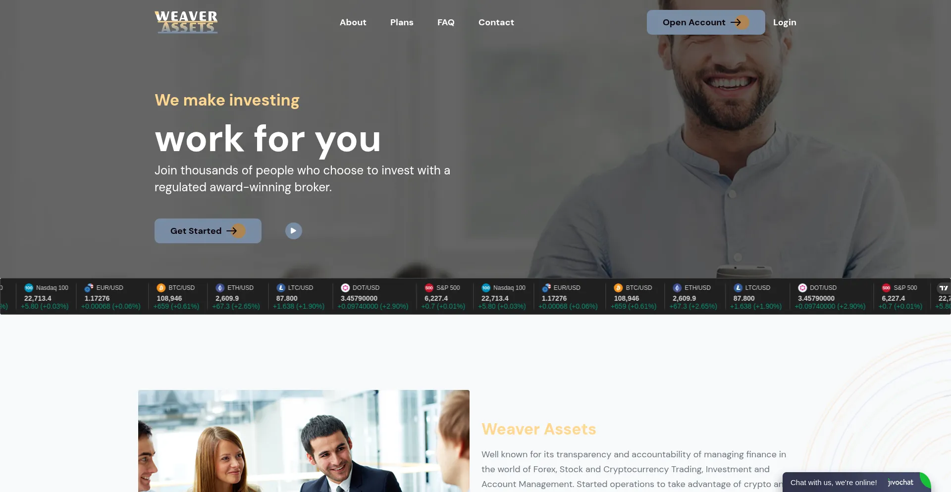 Website screenshot of Weaverassets.com