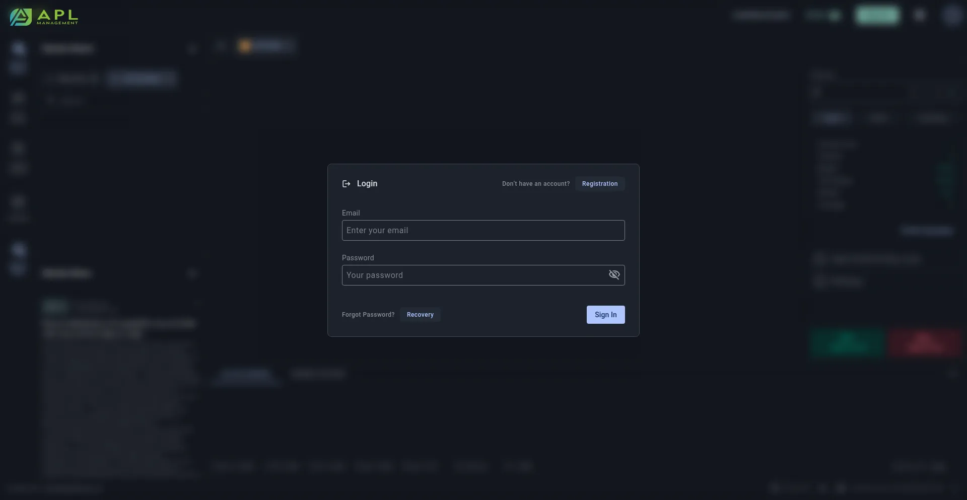 Website screenshot of Web.aplfinance.io