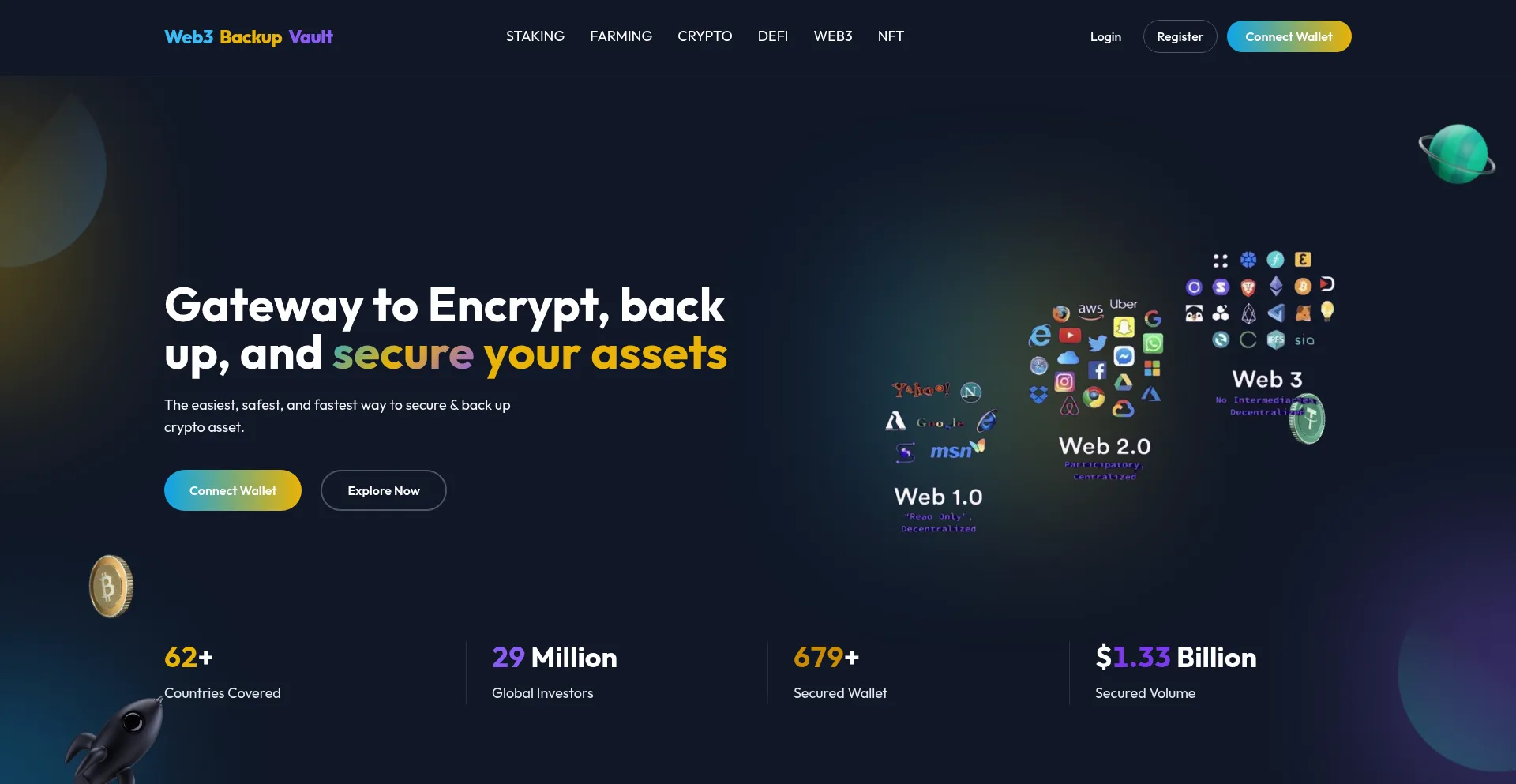 Website screenshot of Web3backupvault.com