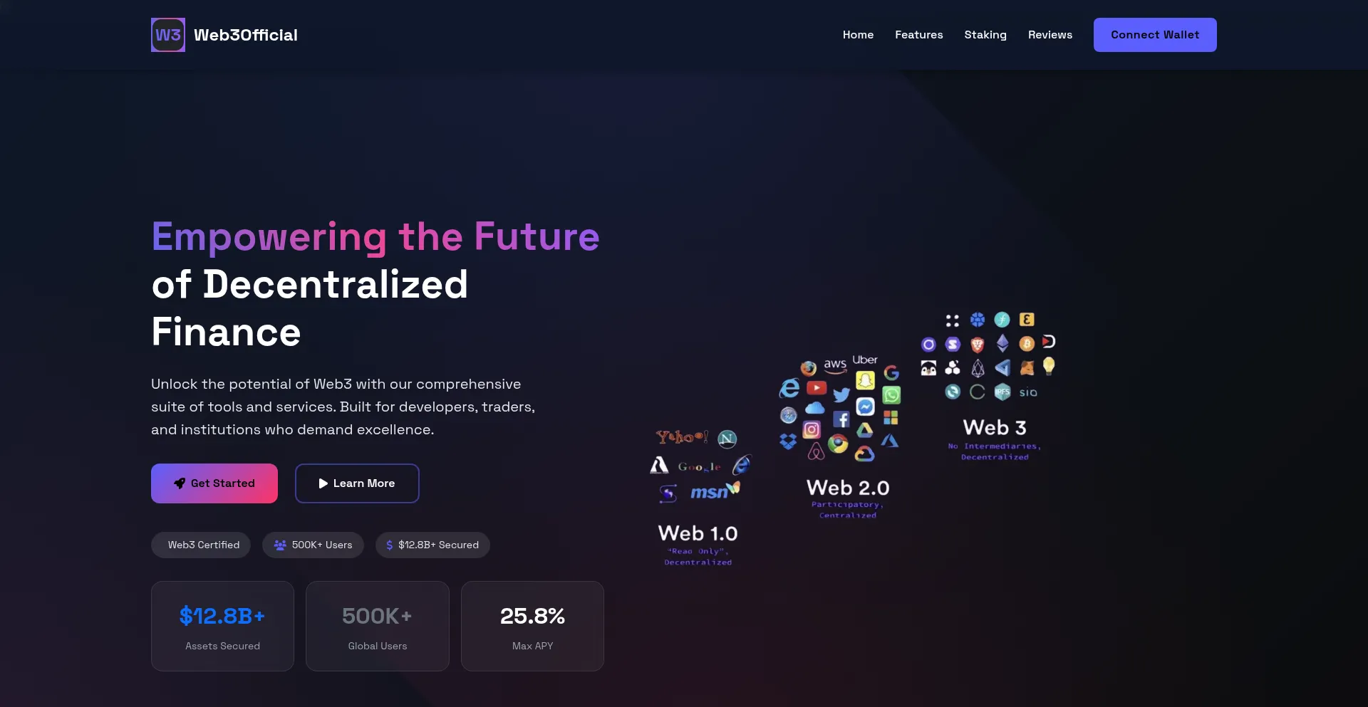 Website screenshot of Web3official.net