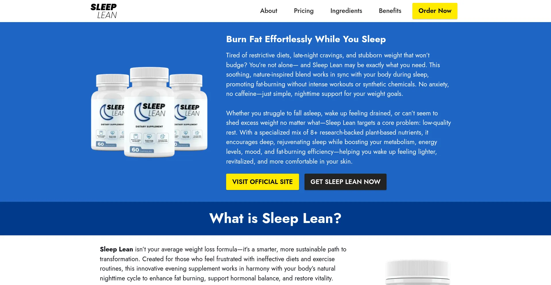 Website screenshot of Web-sleeplean.com