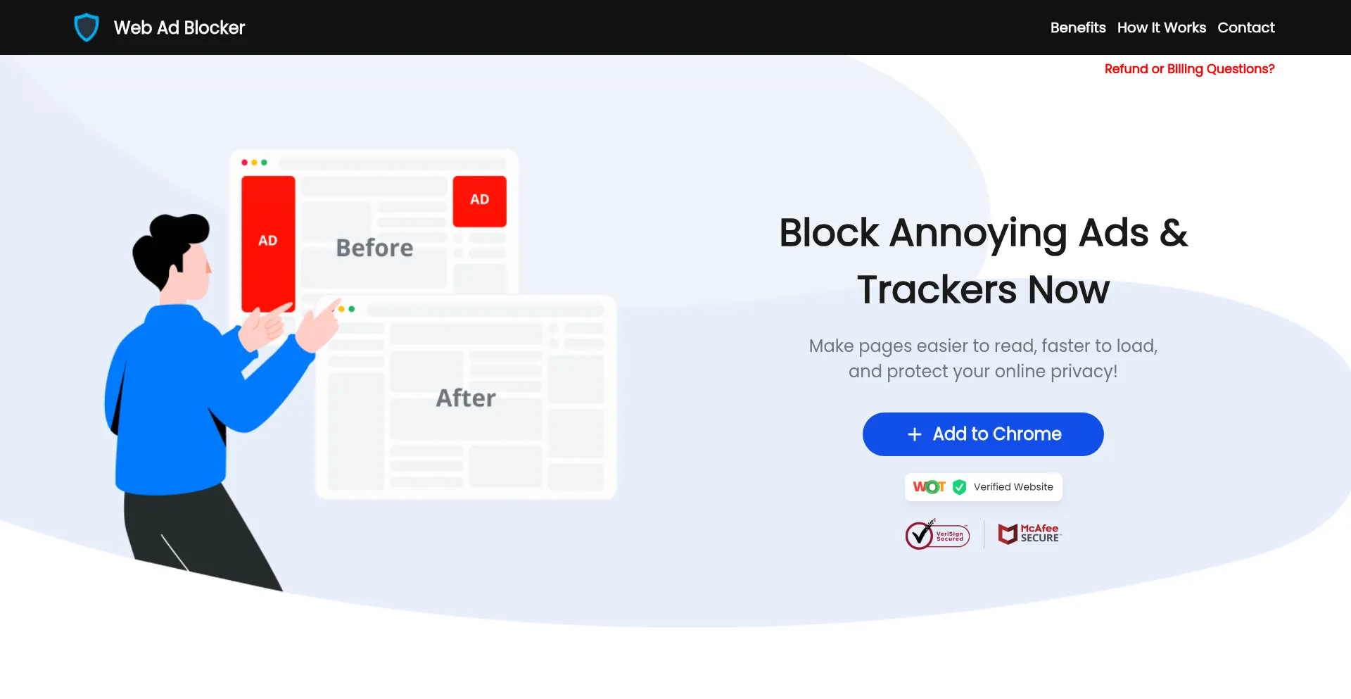 Website screenshot of Webadblocker.org