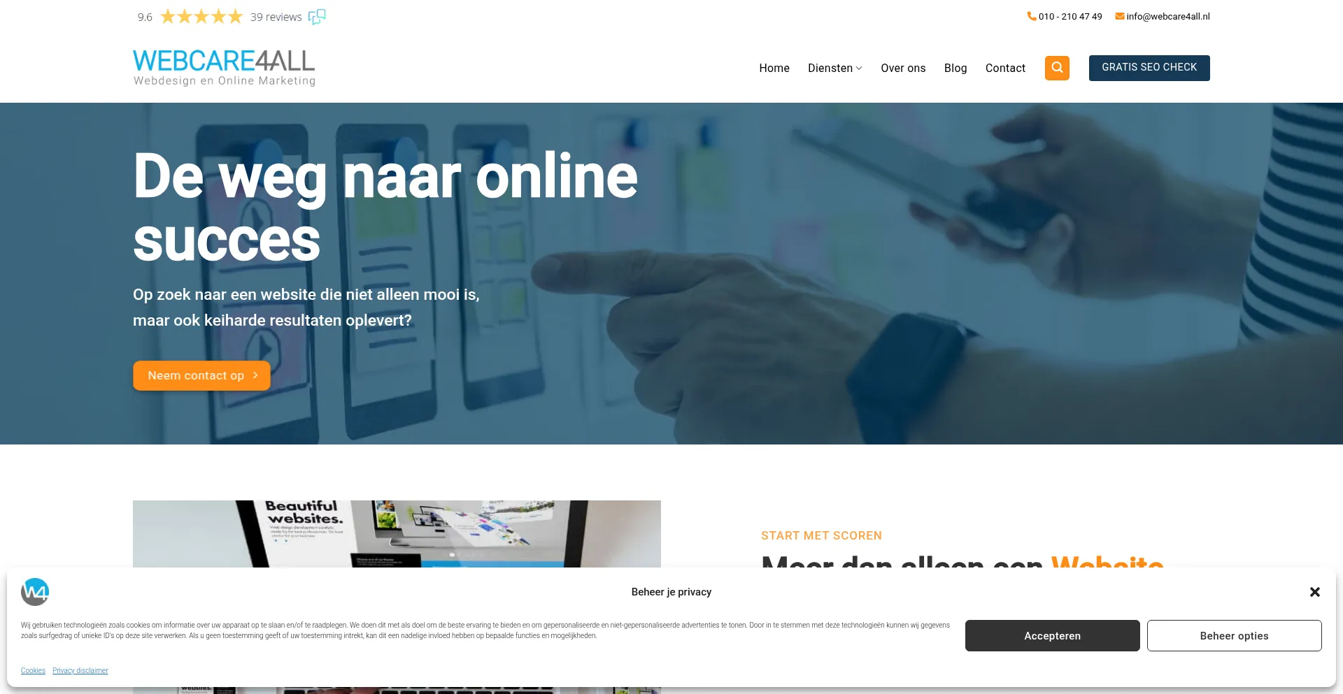 Website screenshot of Webcare4all.nl