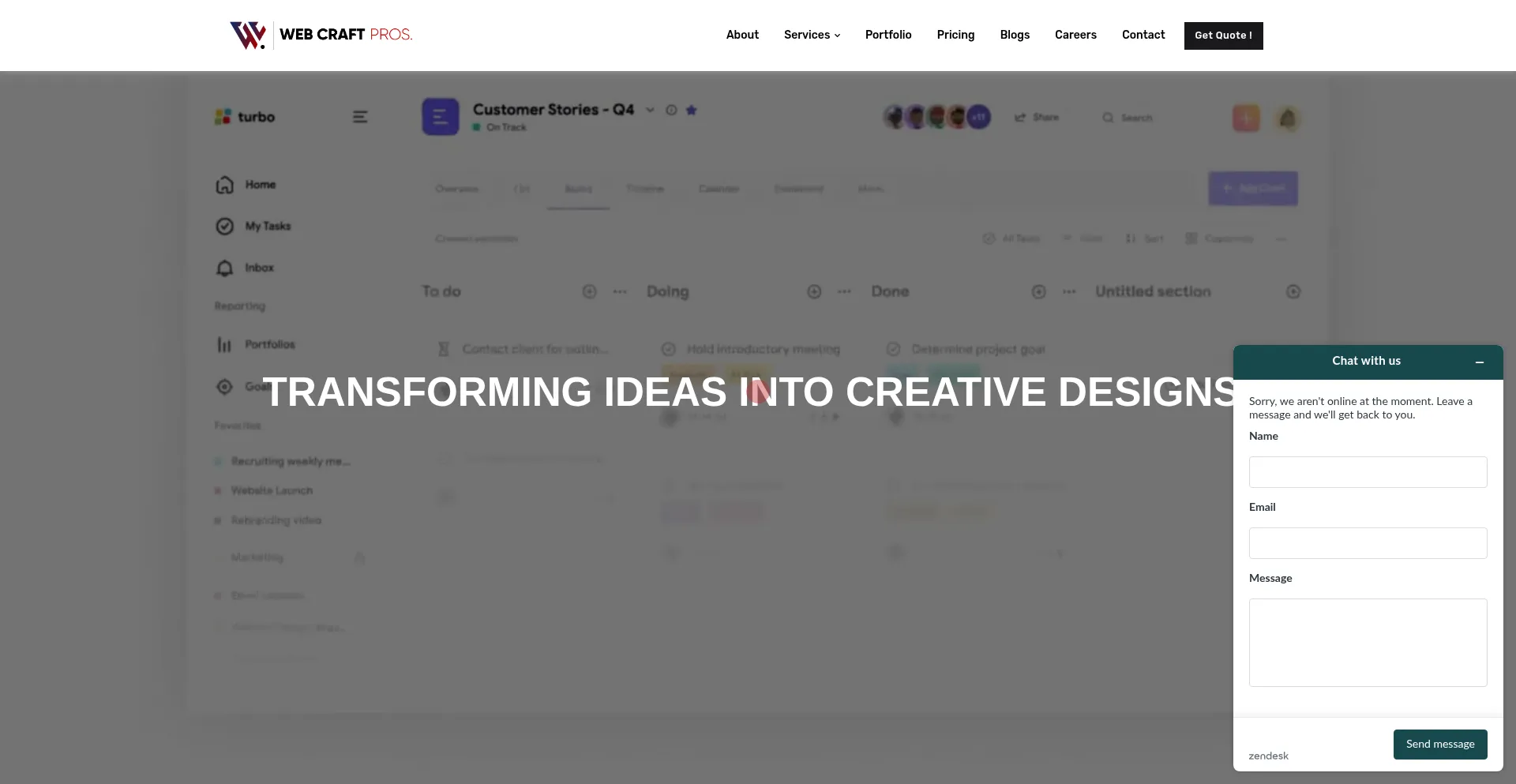 Website screenshot of Webcraftpros.com