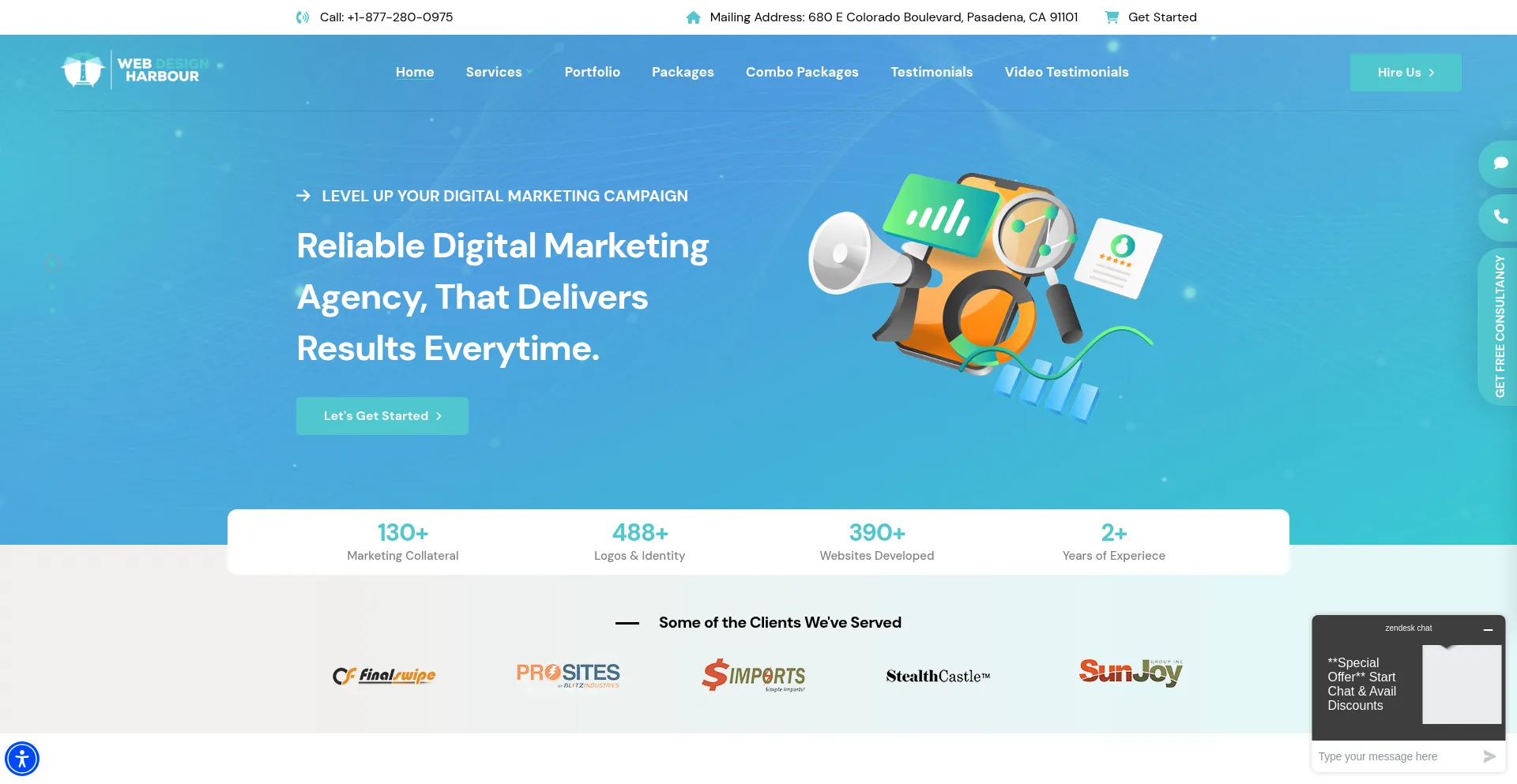 Website screenshot of Webdesignharbour.com
