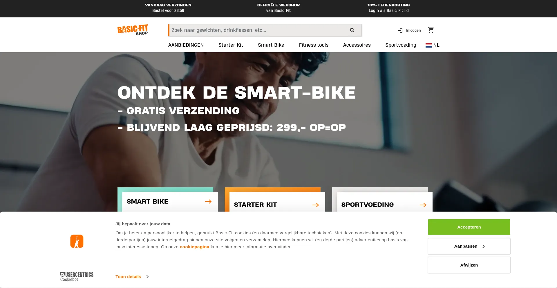 Website screenshot of Webshop.basic-fit.com
