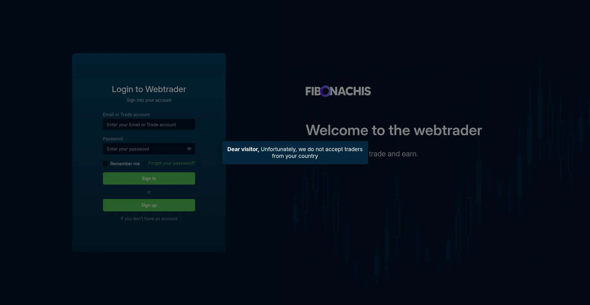 Website screenshot of Webtrader.alynto.tech
