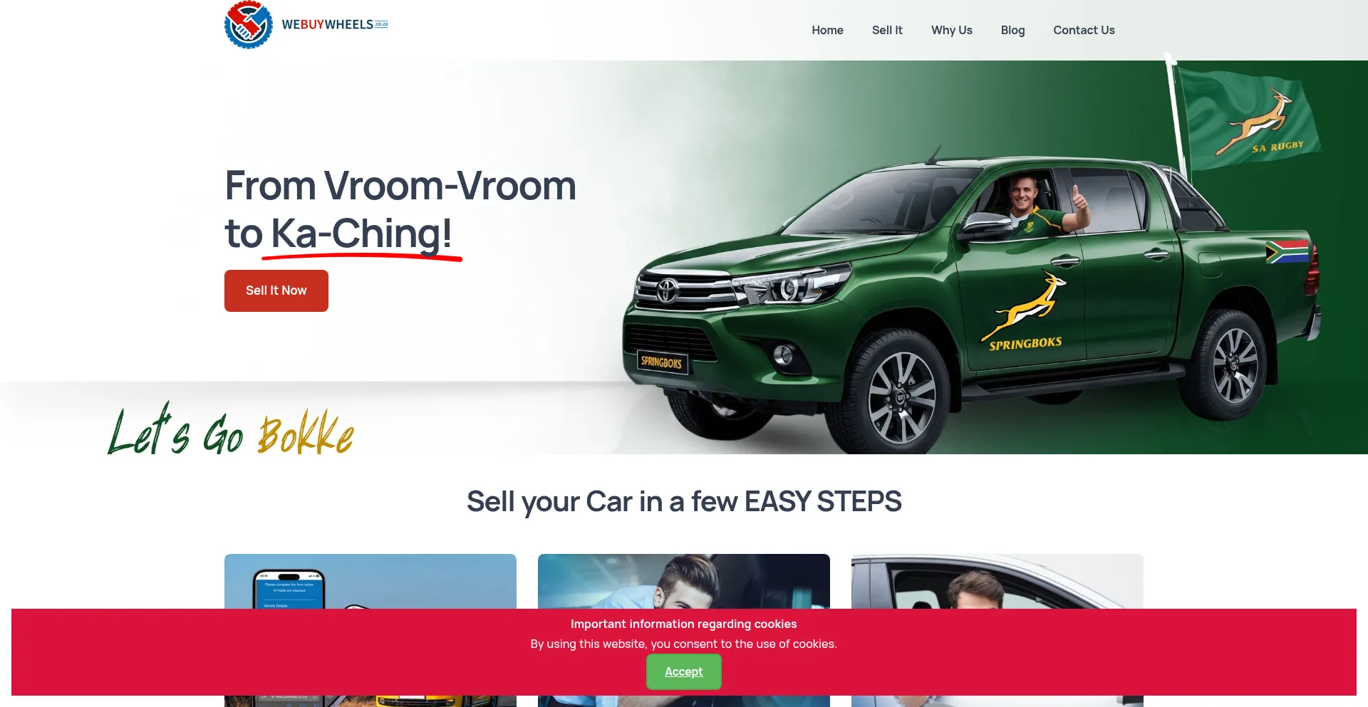 Website screenshot of Webuywheels.co.za