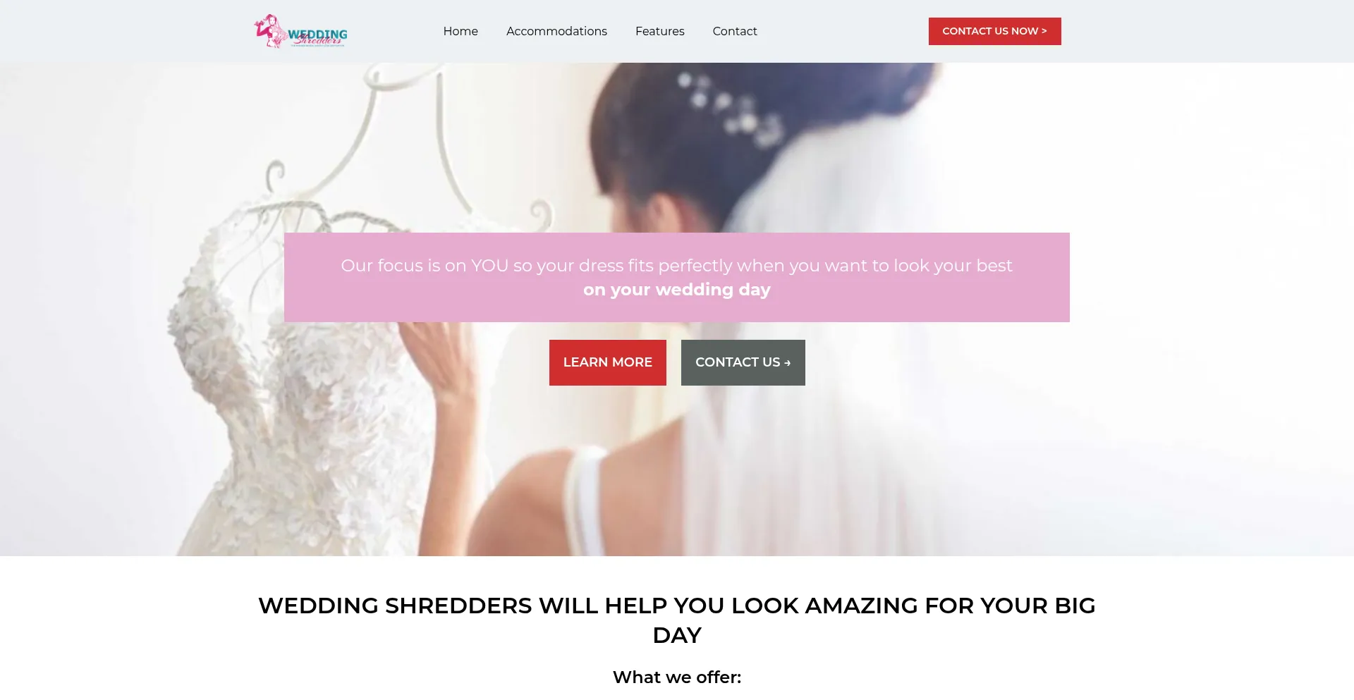 Website screenshot of Weddingshredders.com
