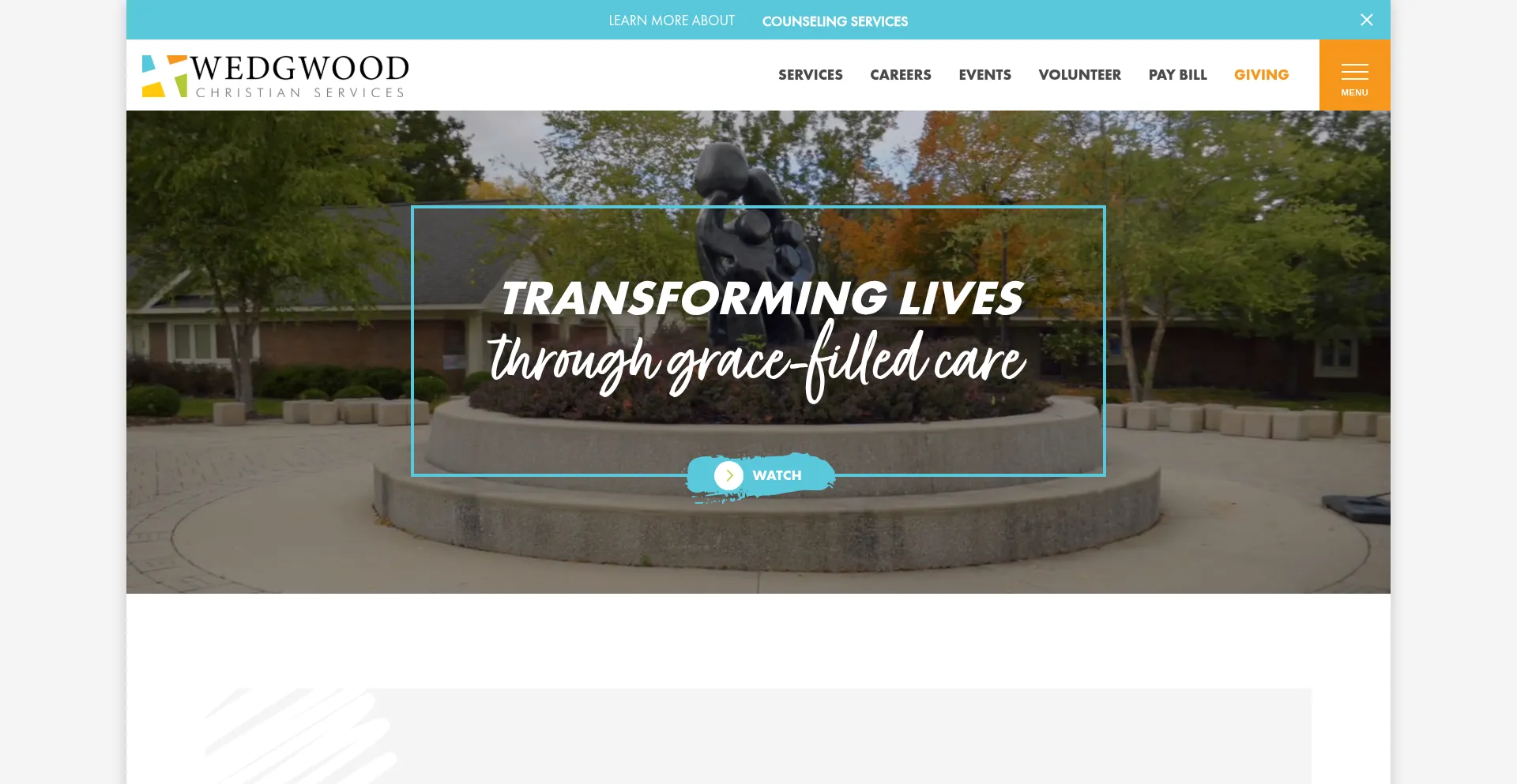 Website screenshot of Wedgwood.org