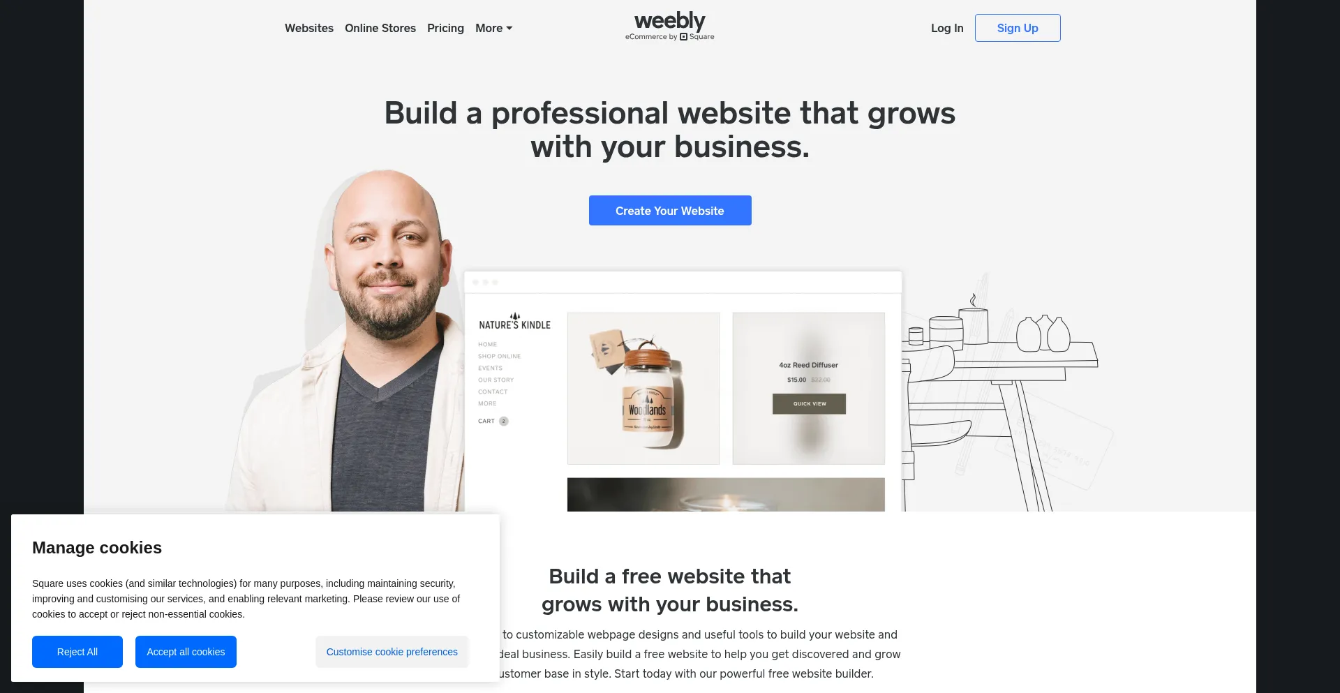 Website screenshot of Weebly.com
