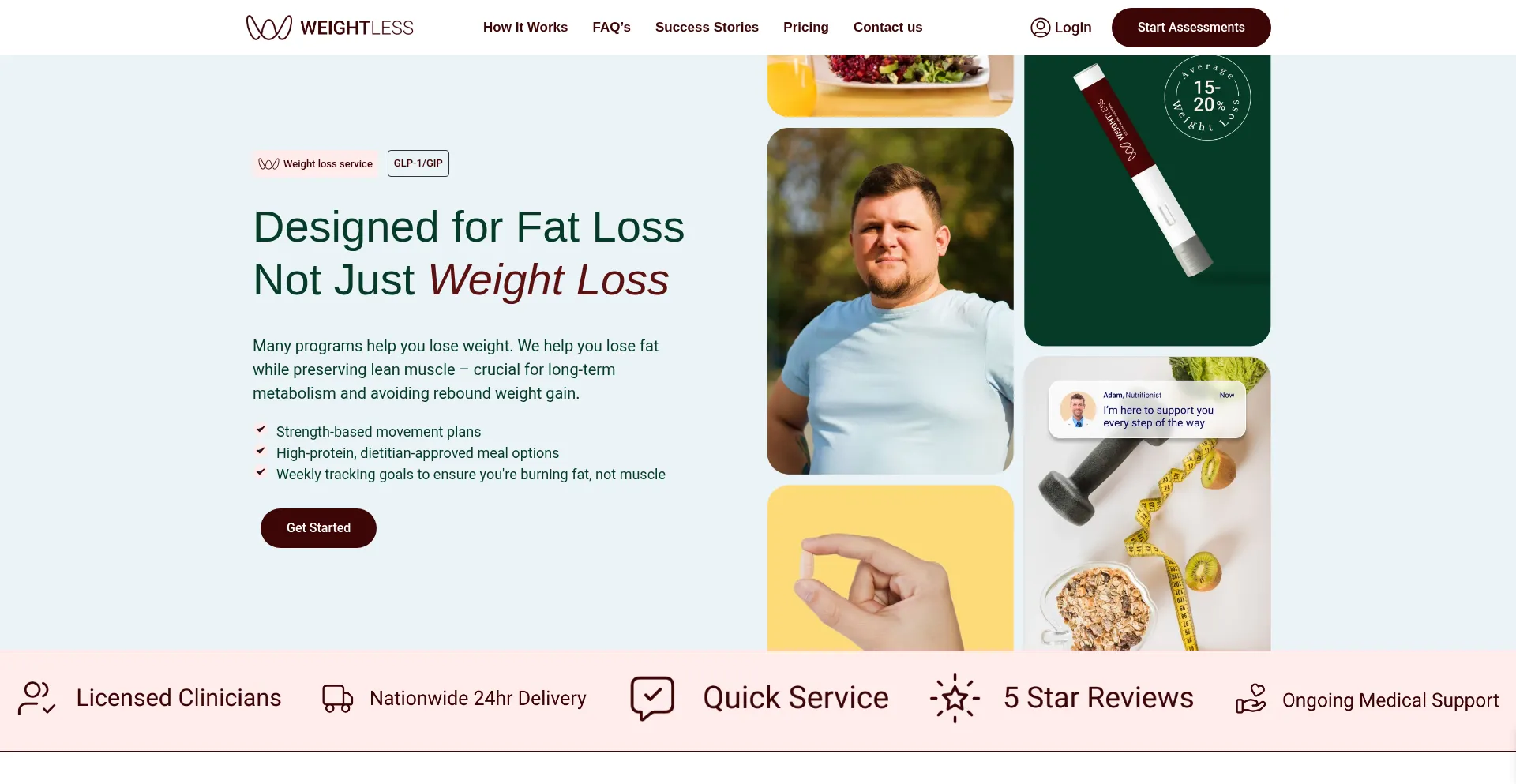 Website screenshot of Weightless.co.uk