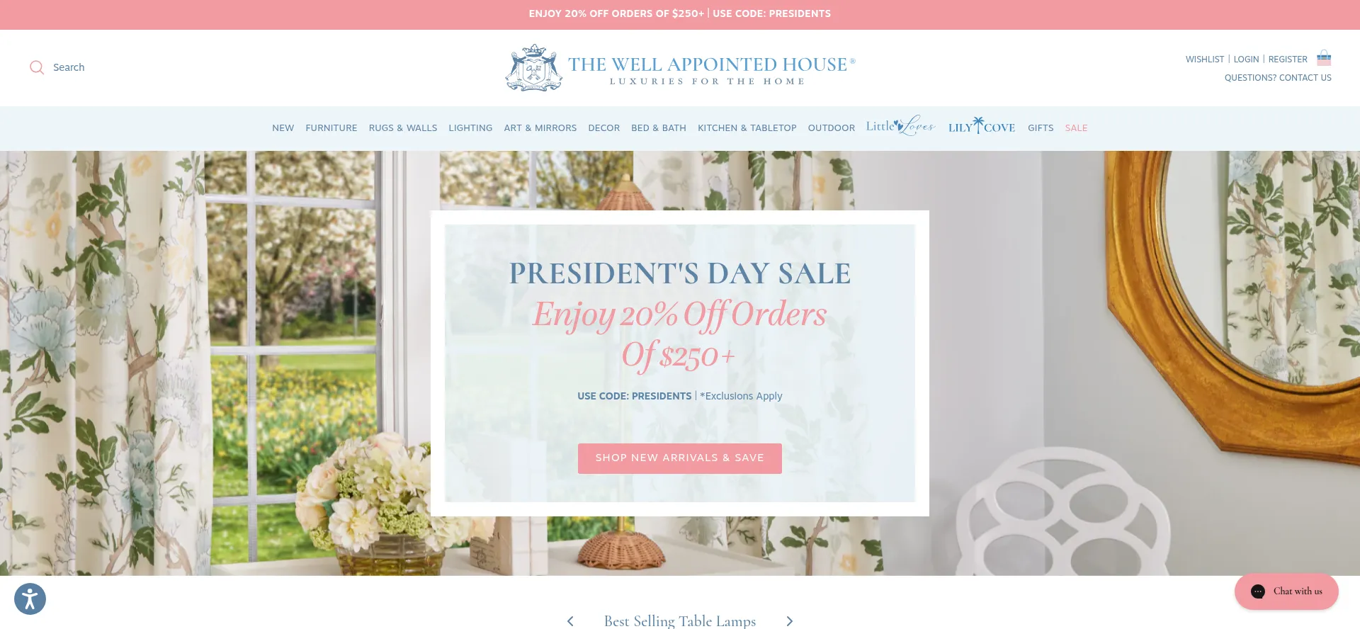 Website screenshot of Wellappointedhouse.com