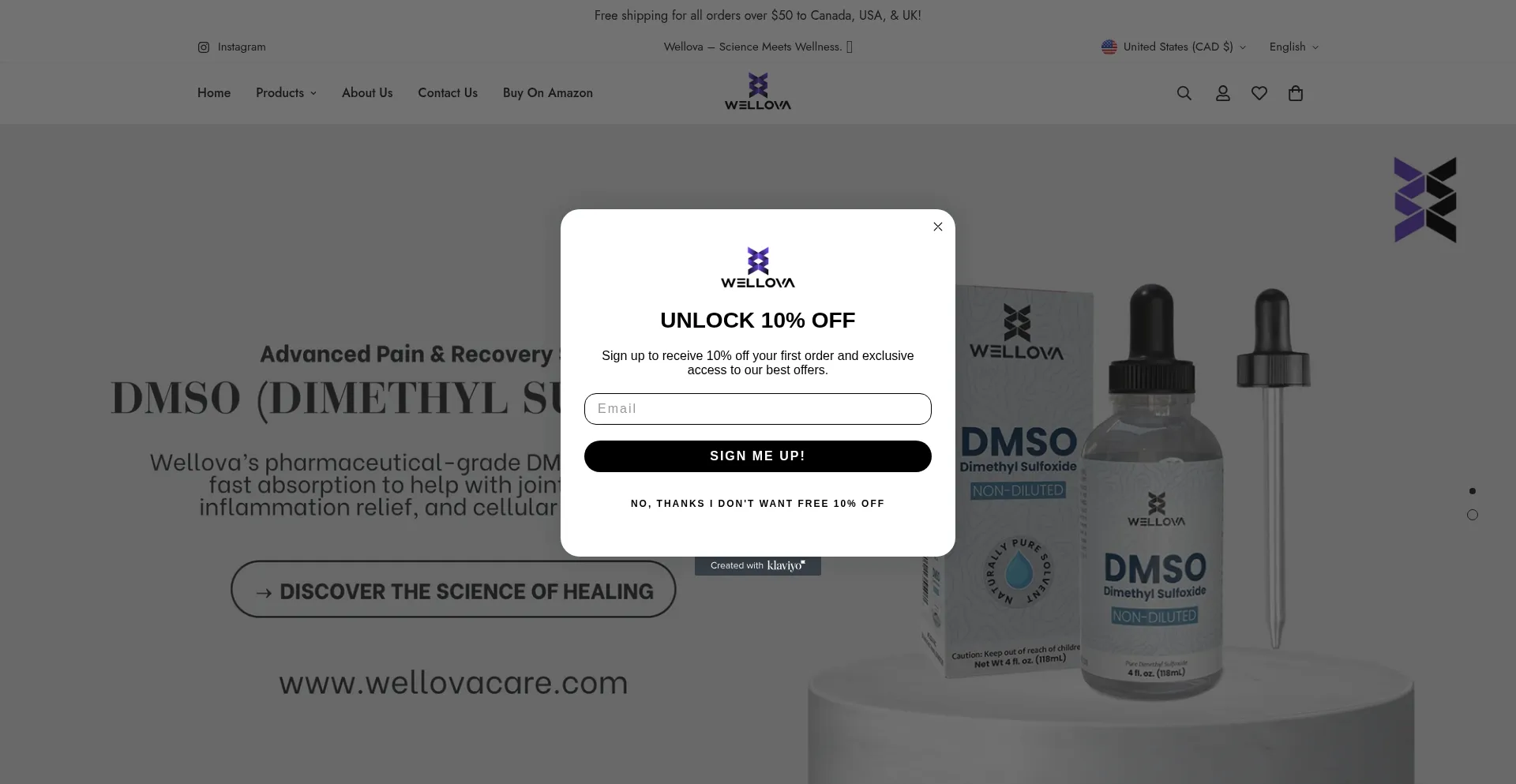 Website screenshot of Wellovacare.com