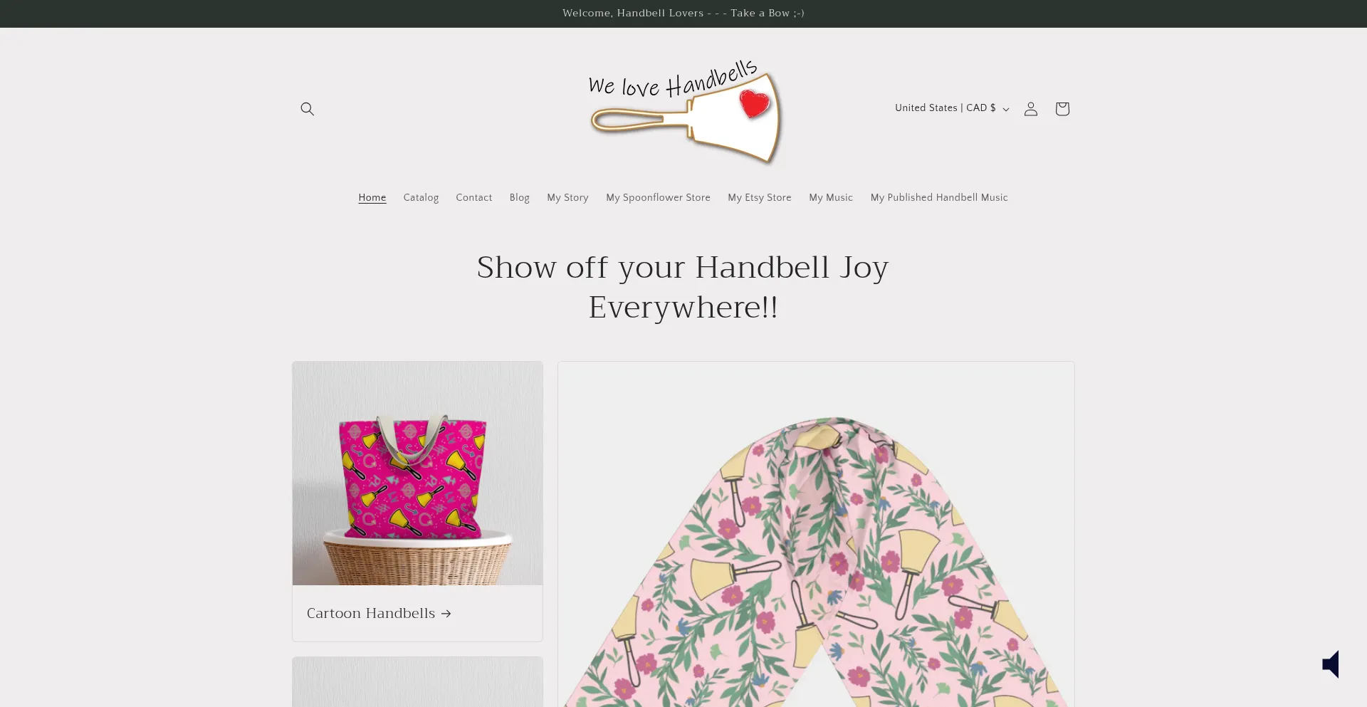 Website screenshot of Welovehandbells.ca