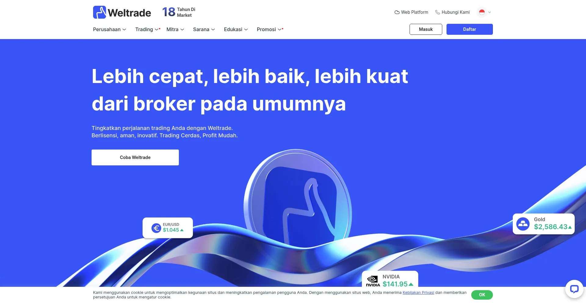 Website screenshot of Weltrade.land
