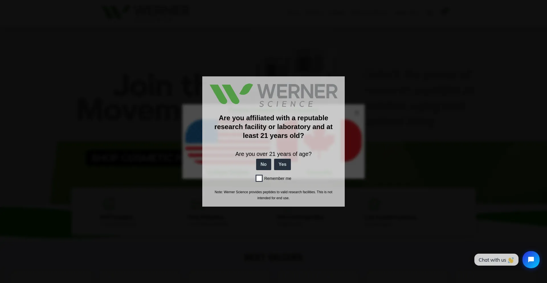 Website screenshot of Wernerscience.com