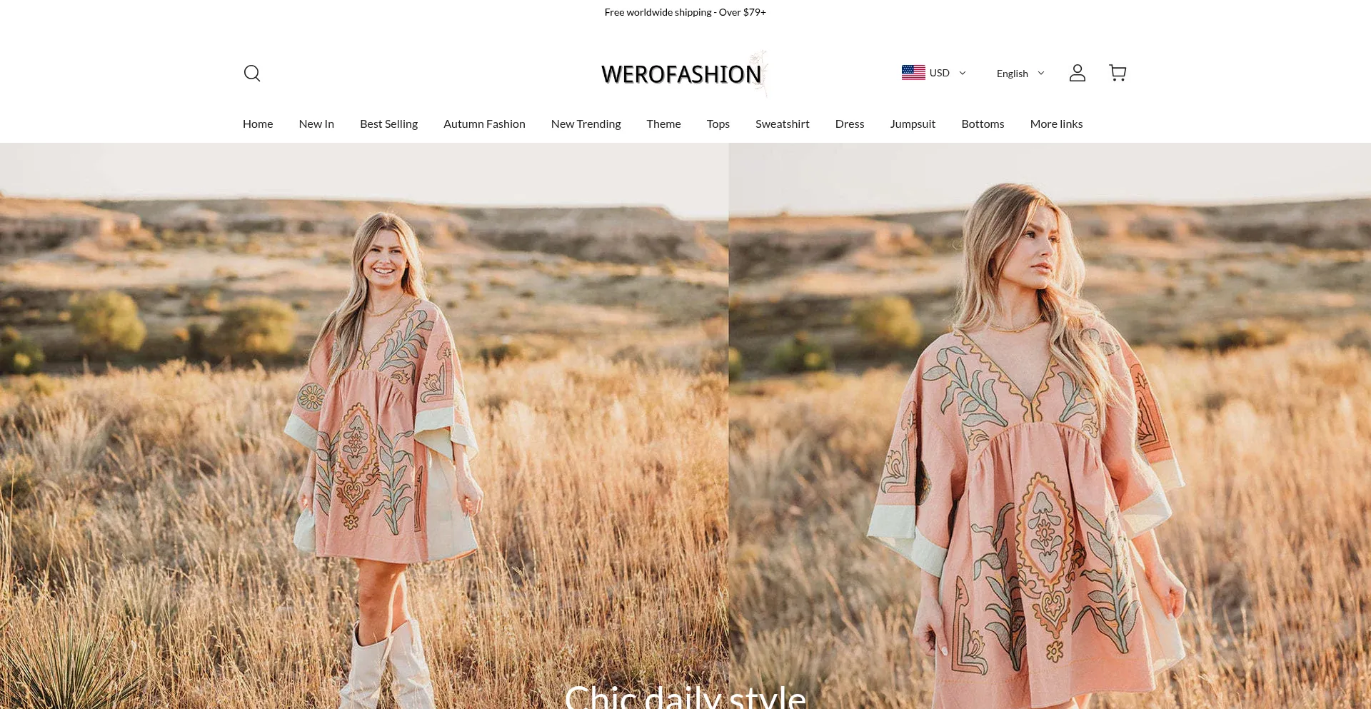 Website screenshot of Werofashion.com