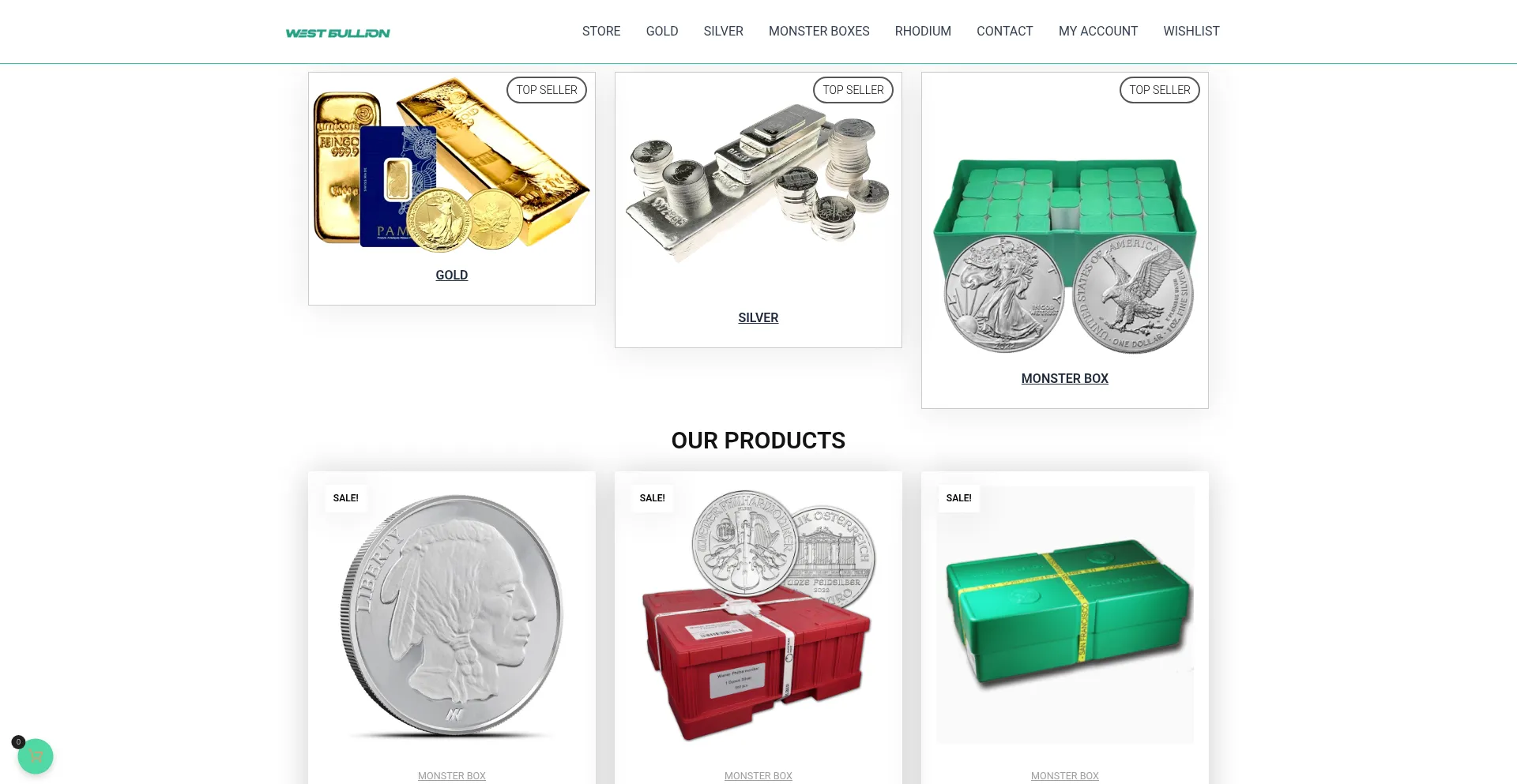 Website screenshot of Westbullion.net