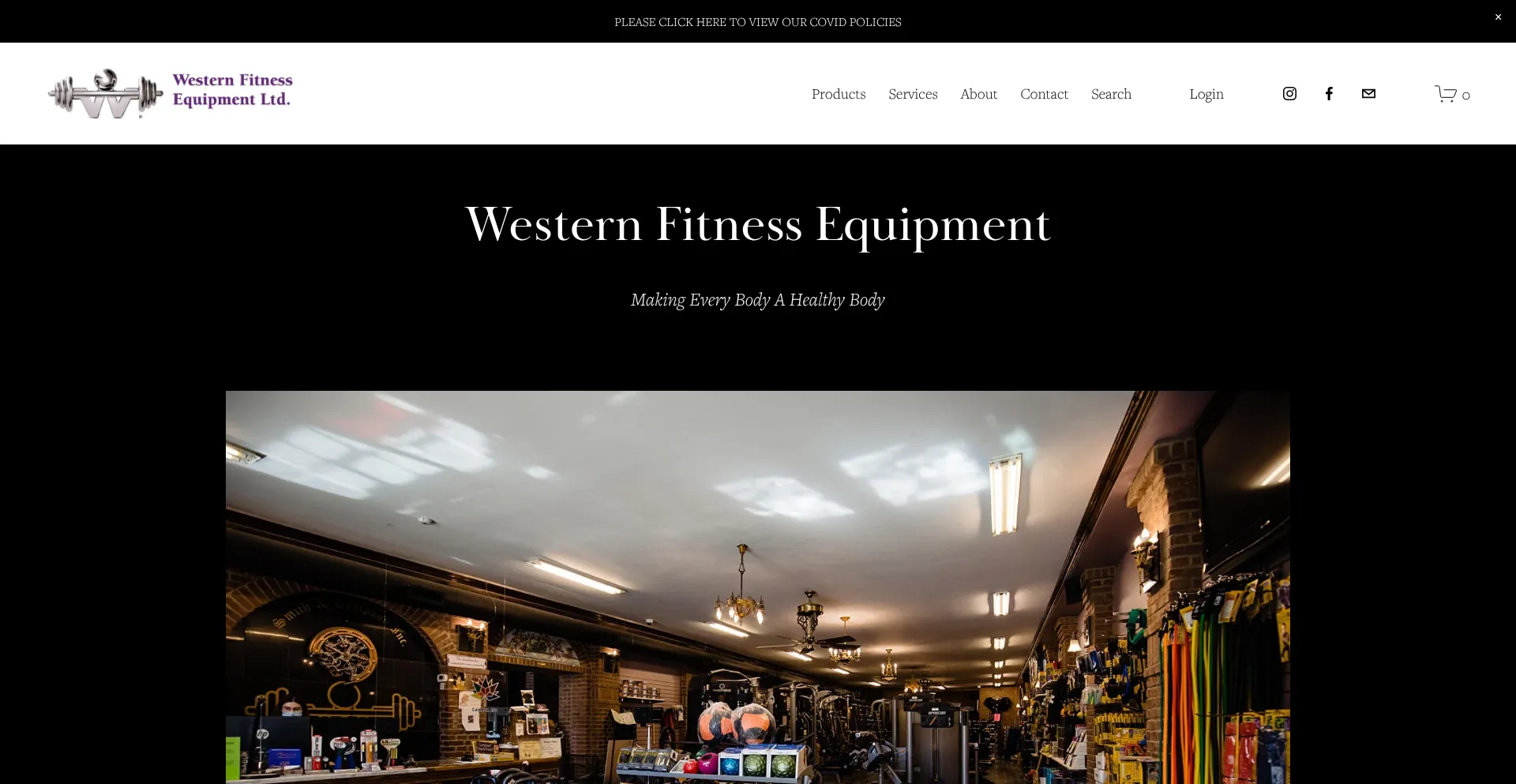 Website screenshot of Westernfitness.ca