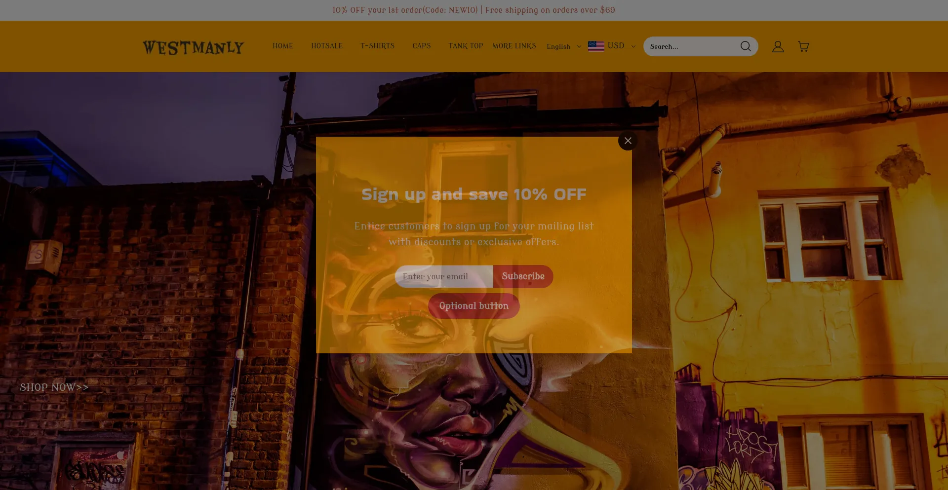 Website screenshot of Westmanly.com