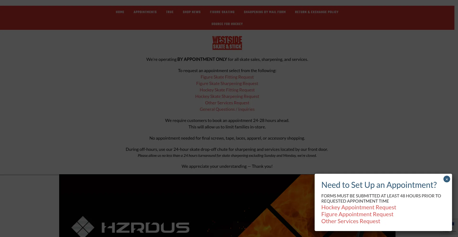 Website screenshot of Westsideskate.com