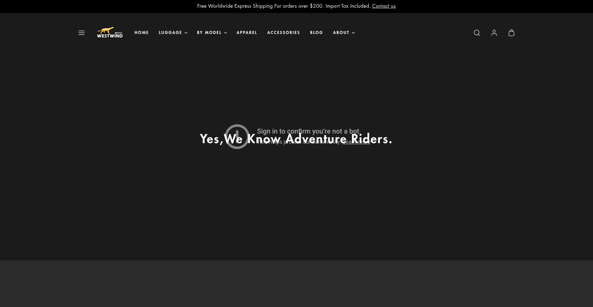Website screenshot of Westwindmoto.com