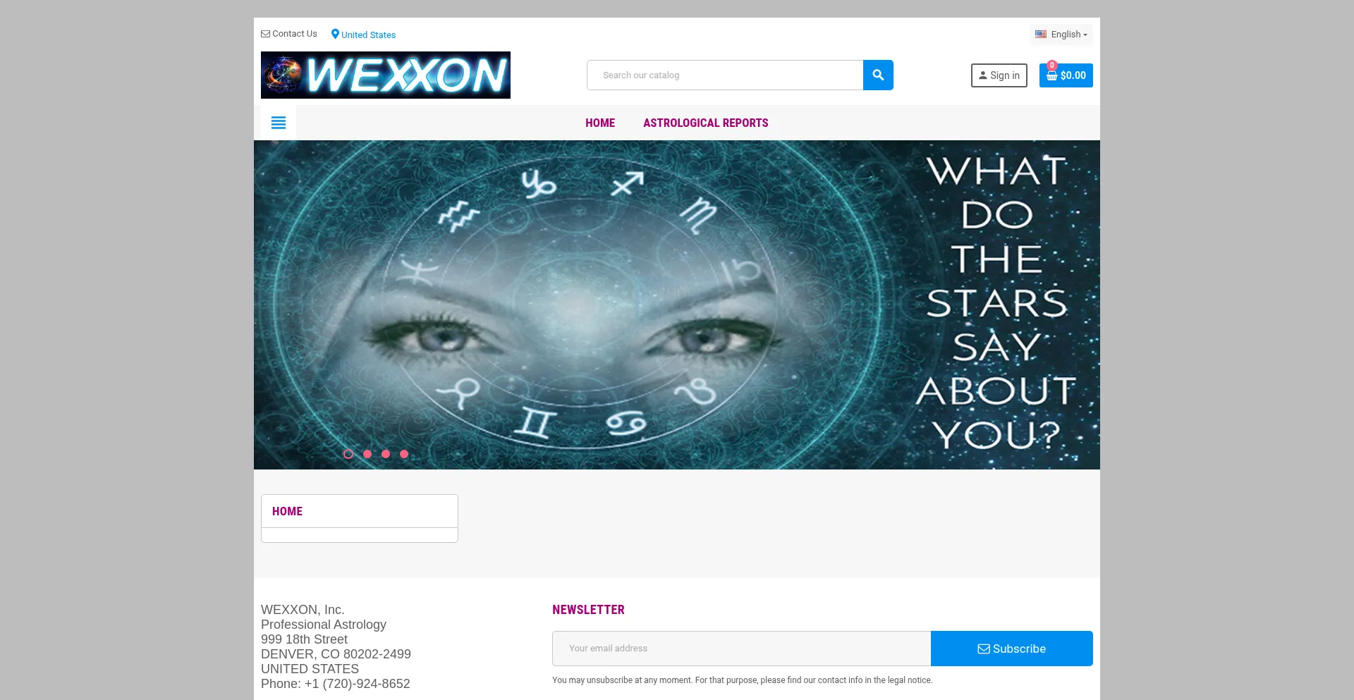 Website screenshot of Wexxon.com