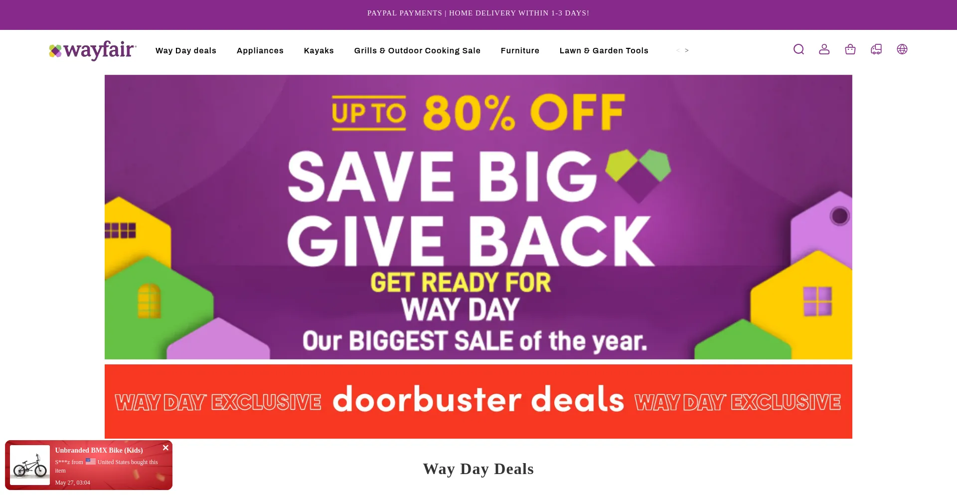 Website screenshot of Wf-todaysale.com
