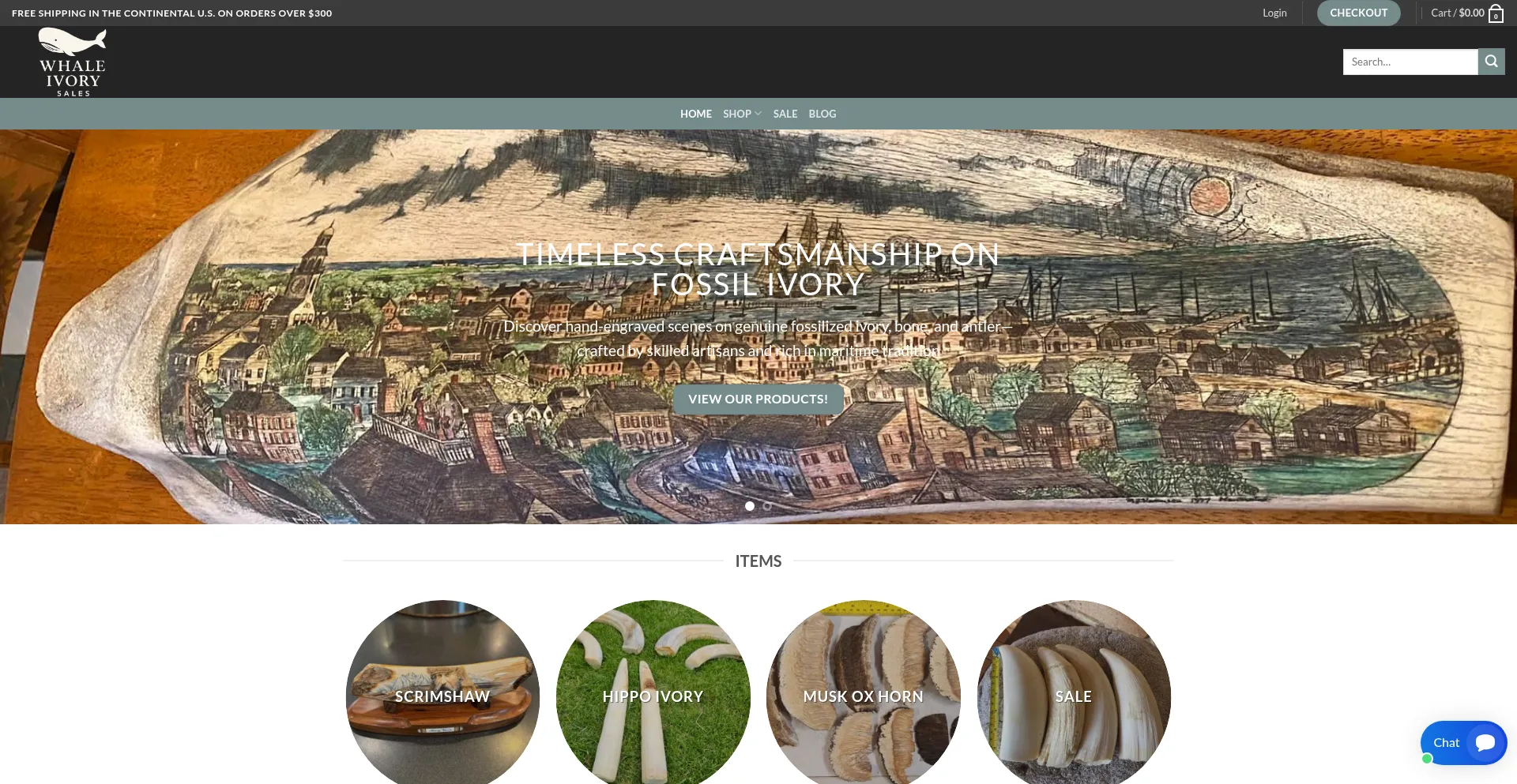 Website screenshot of Whaleivorysales.com