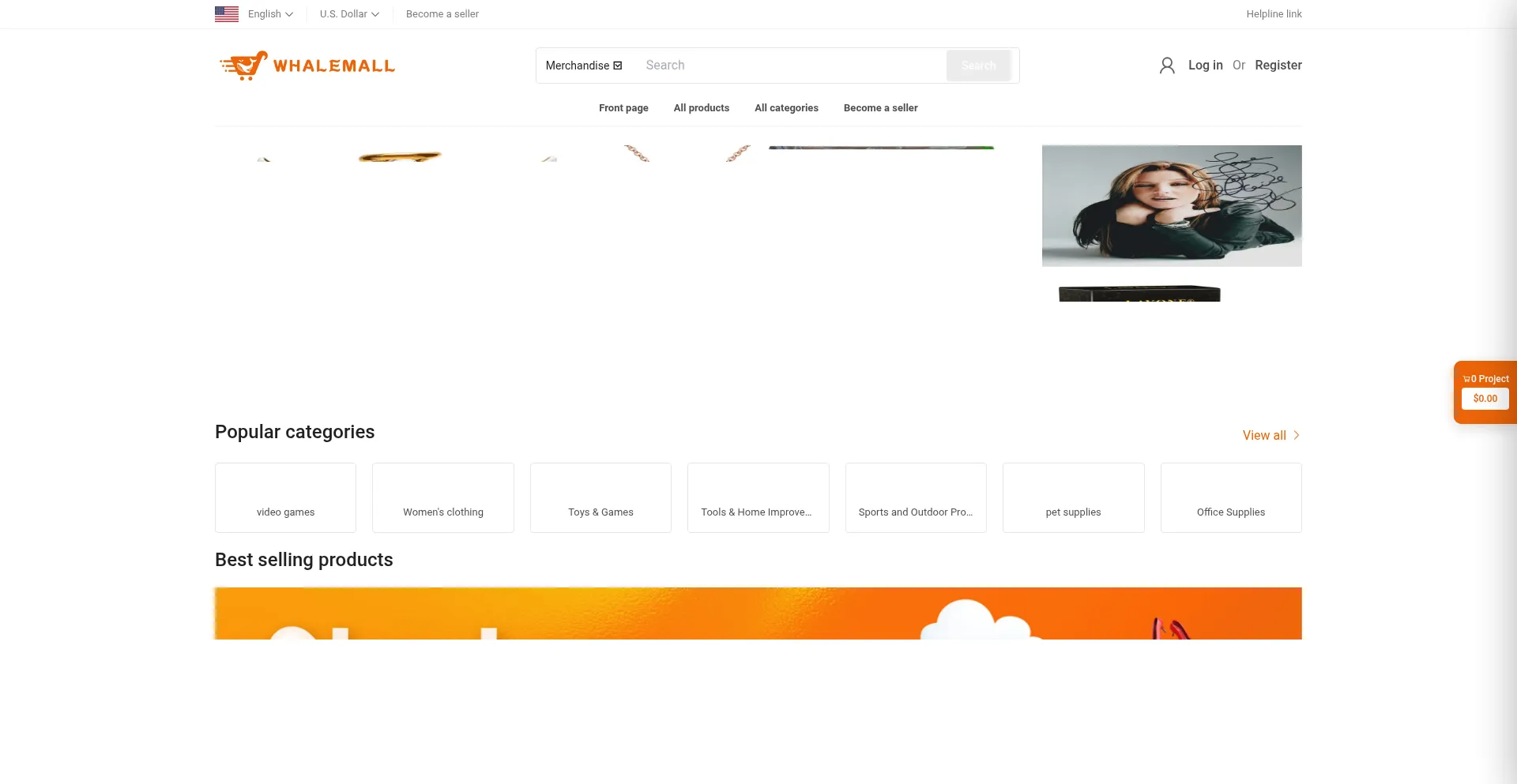 Website screenshot of Whalemalls.com