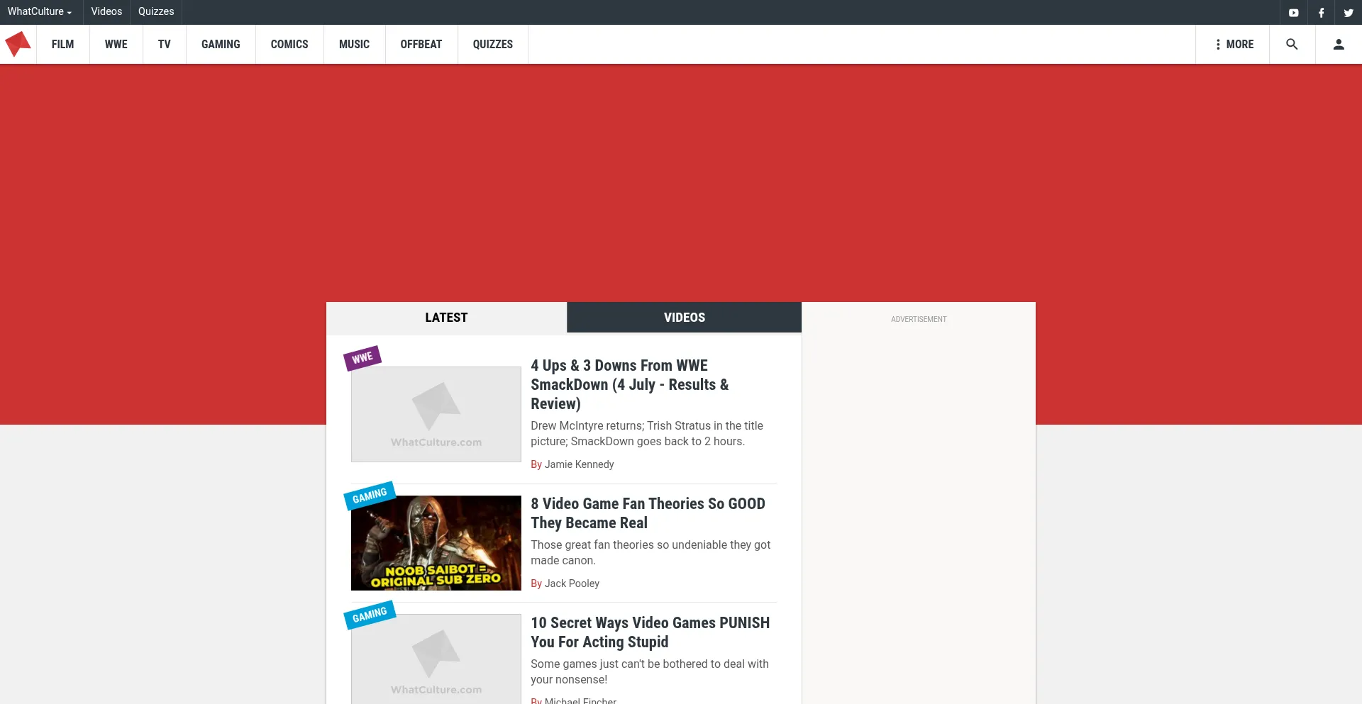 Website screenshot of Whatculture.com