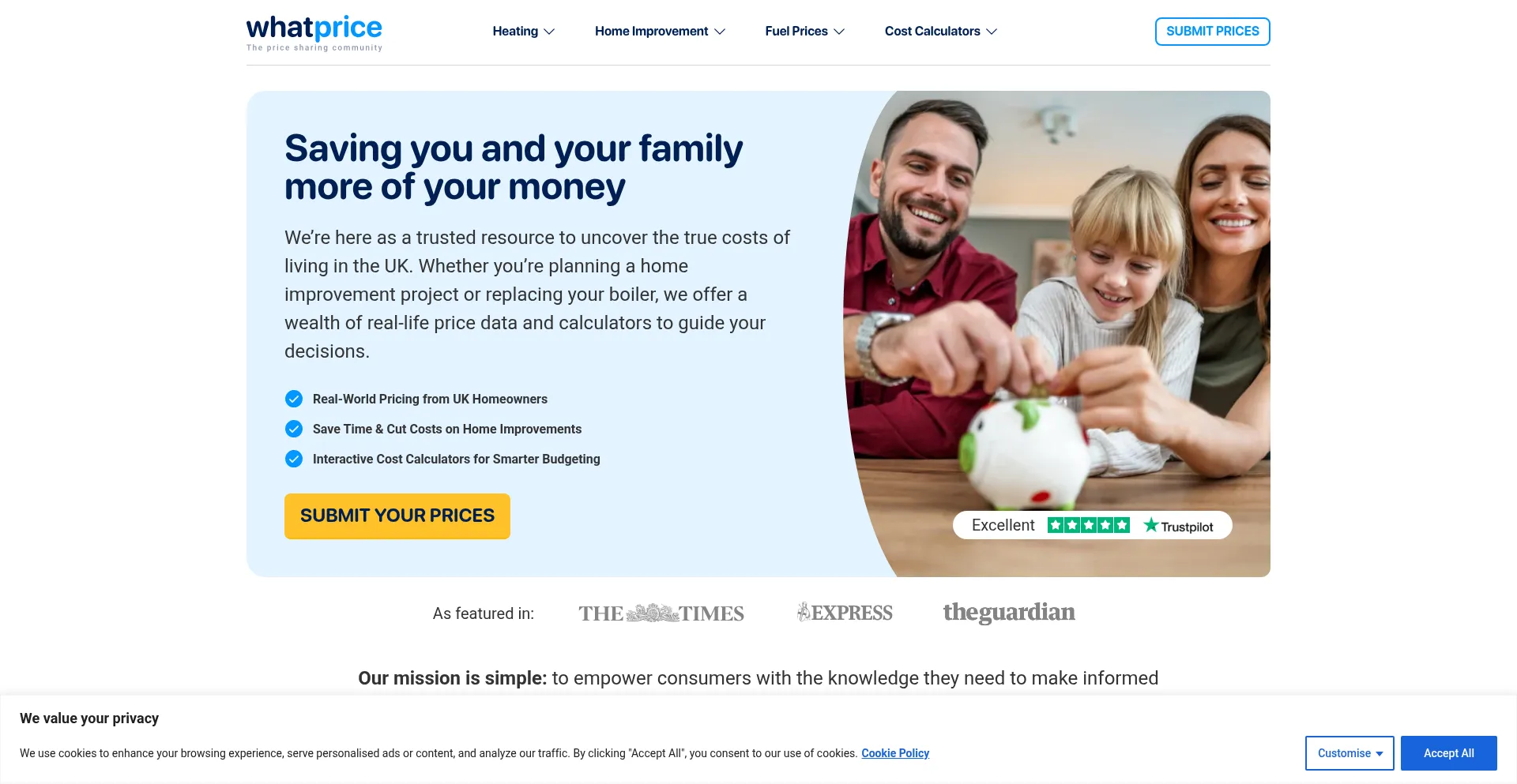 Website screenshot of Whatprice.co.uk