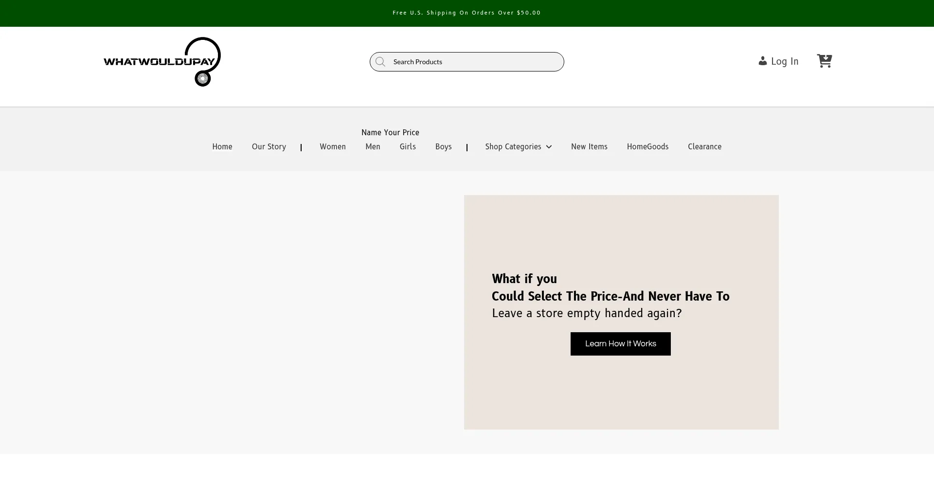 Website screenshot of Whatwouldupay.com
