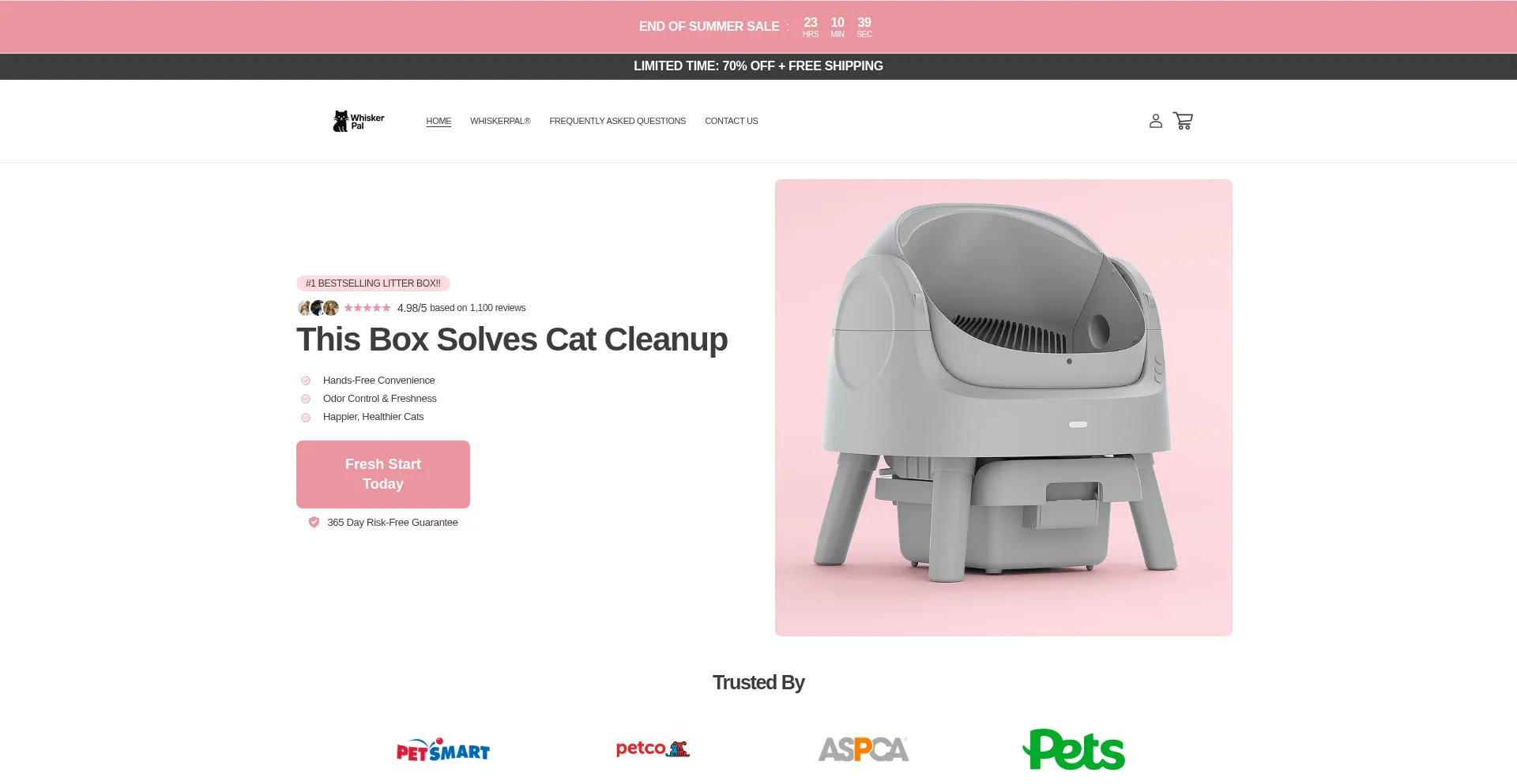 Website screenshot of Whiskerpal.com