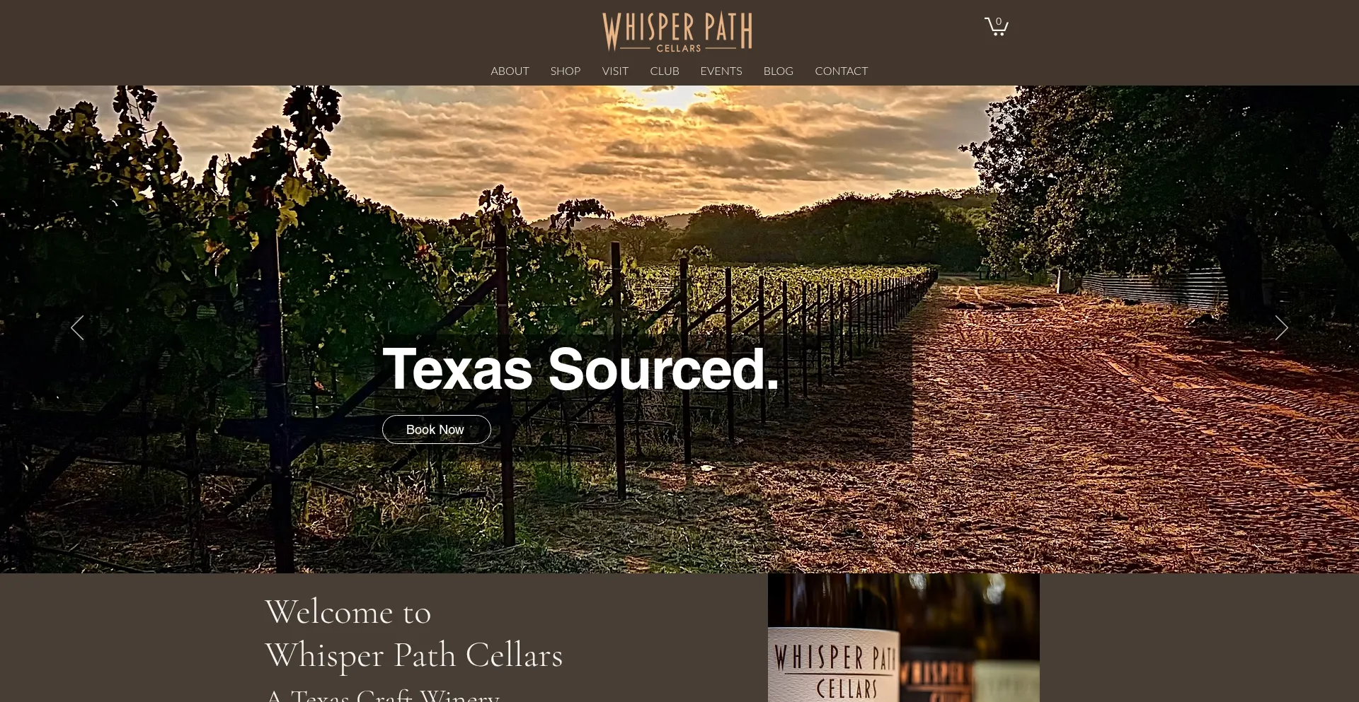 Website screenshot of Whisperpathcellars.com