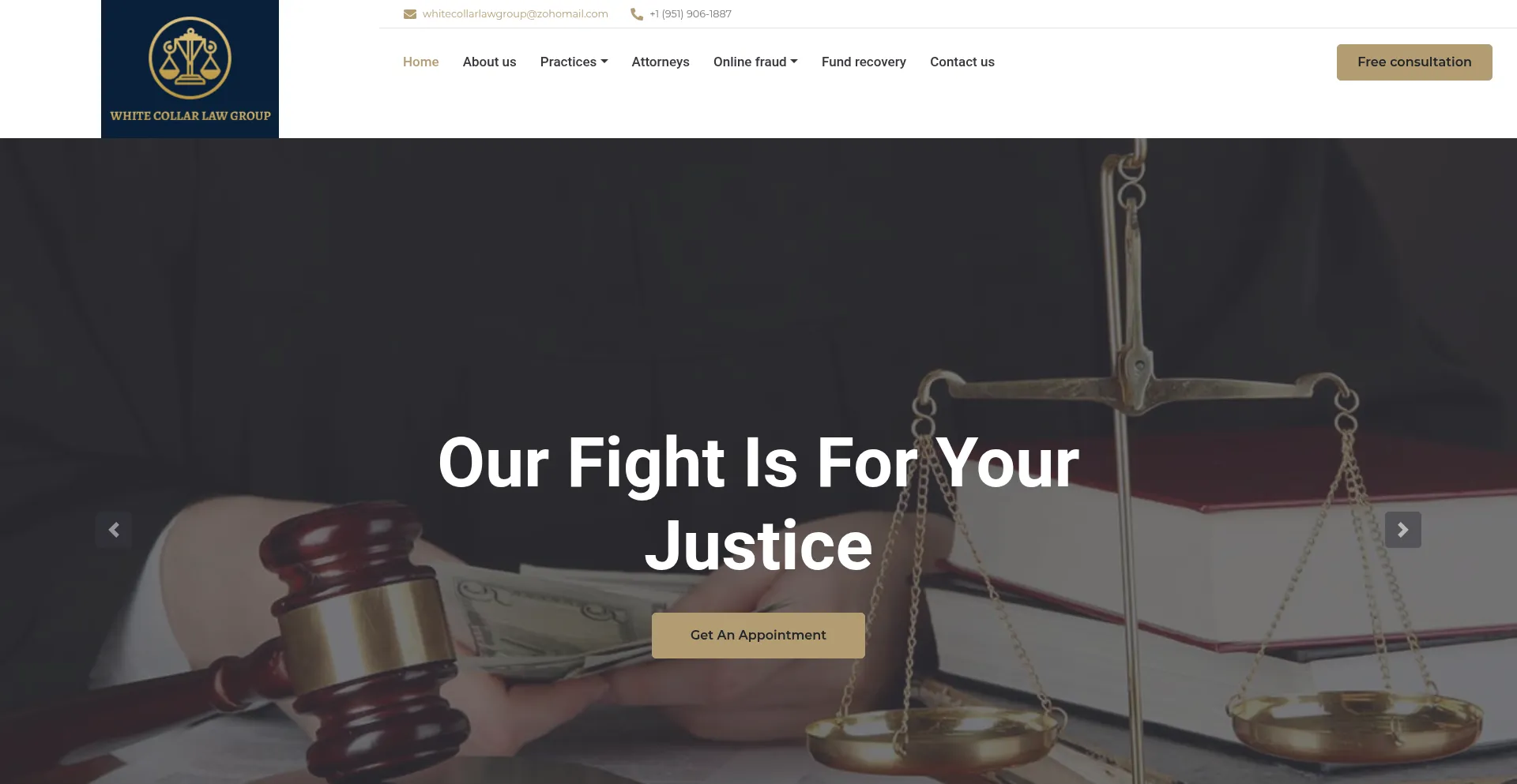 Website screenshot of Whitecollarlawgroups.com