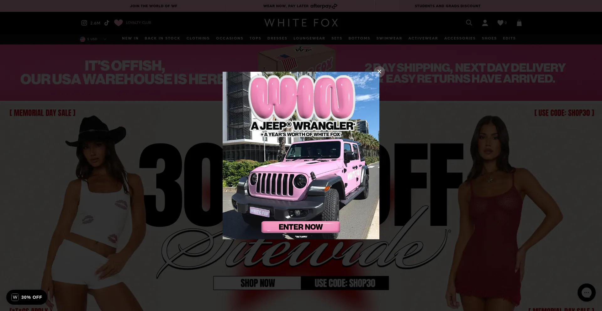 Website screenshot of Whitefoxboutique.com