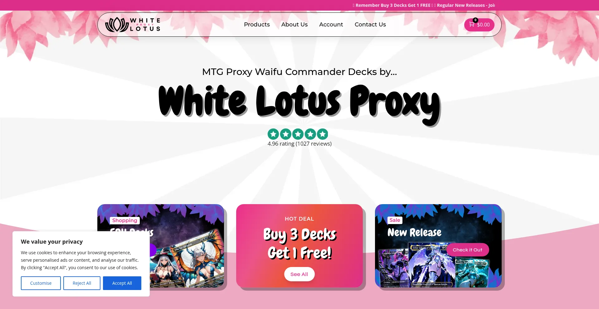 Website screenshot of Whitelotusproxy.com