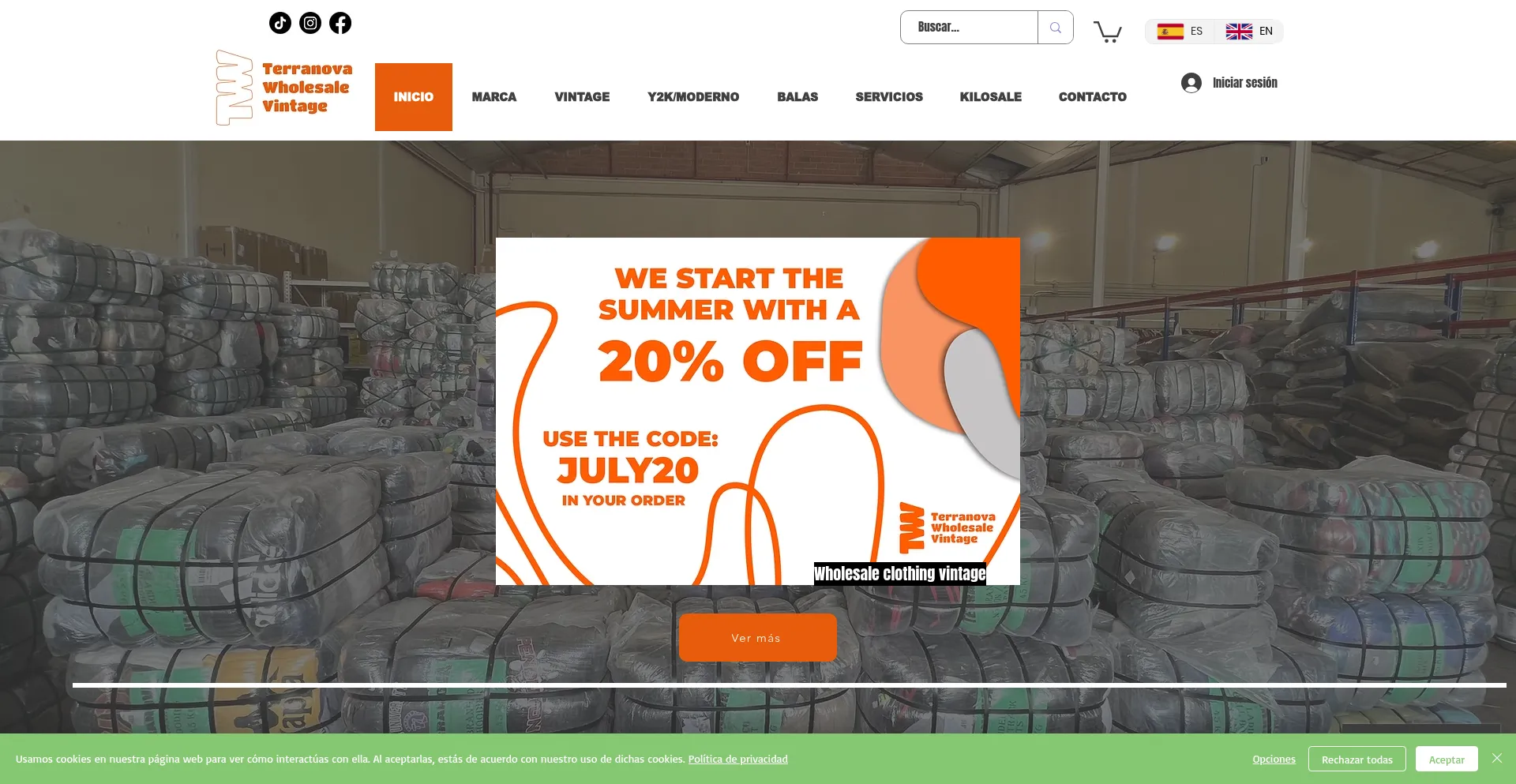 Website screenshot of Wholesaleterranovavintage.com