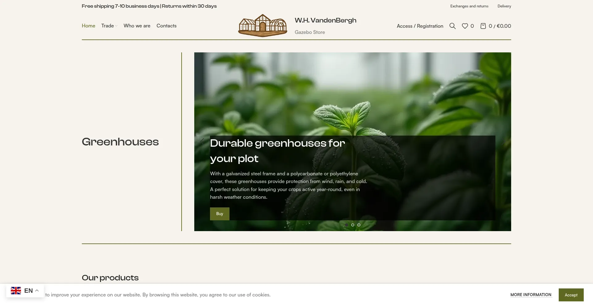 Website screenshot of Whvandenbergh.com