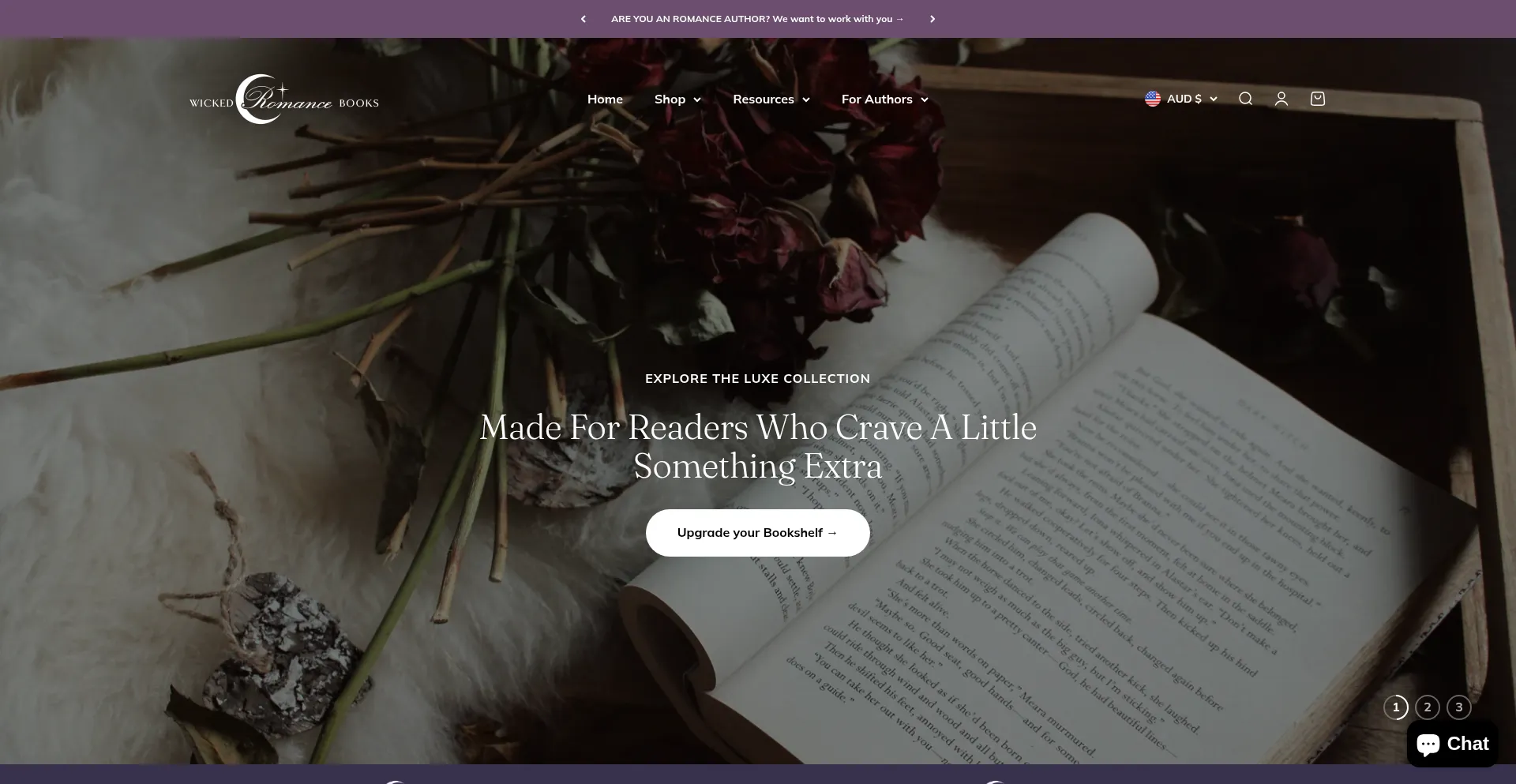 Website screenshot of Wickedromancebooks.myshopify.com
